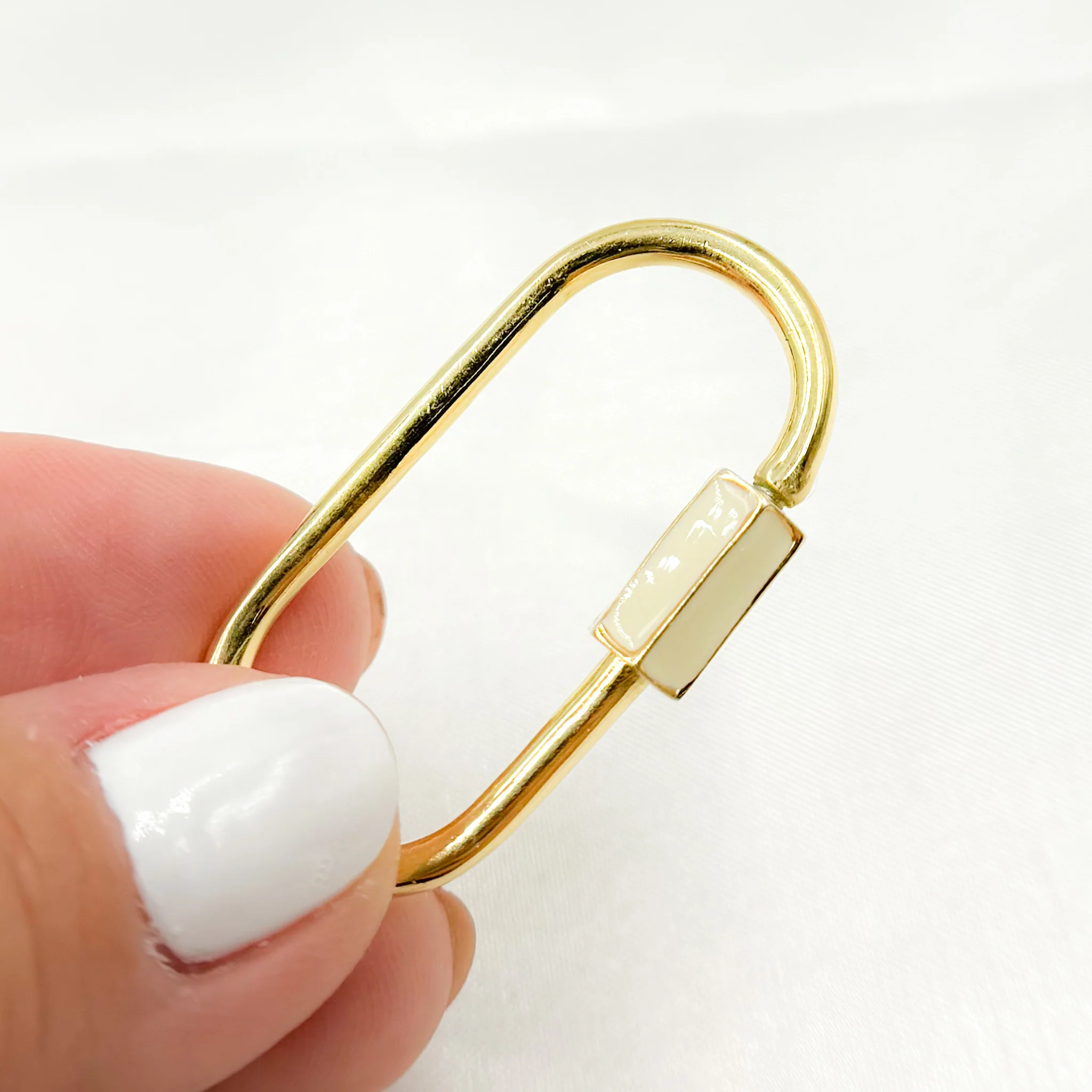 DC605A. Sterling Silver Oval Enamel Carabiner Clasp - Image 4
