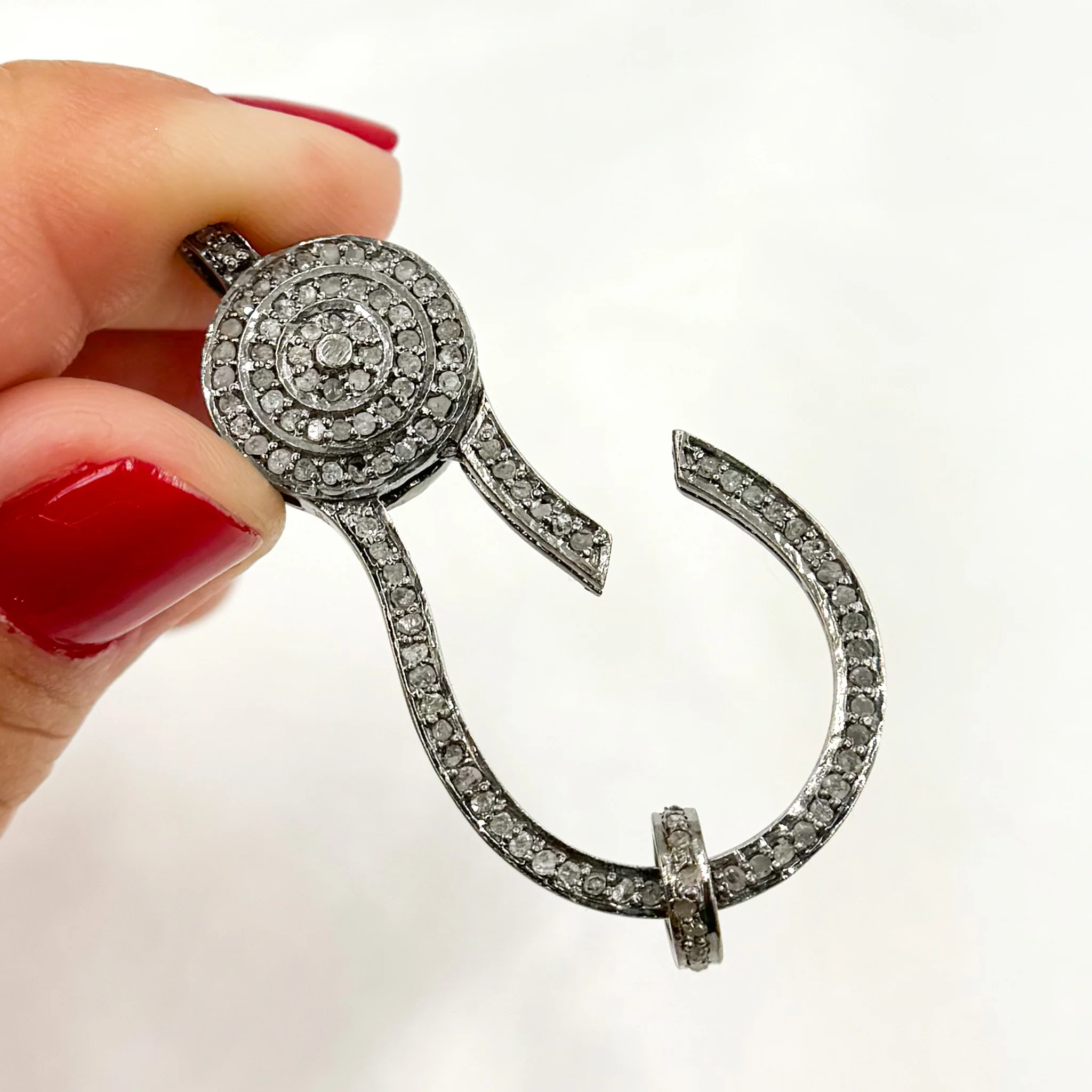 DC624. Diamond Sterling Silver Pear Shape Trigger Clasp - Image 3
