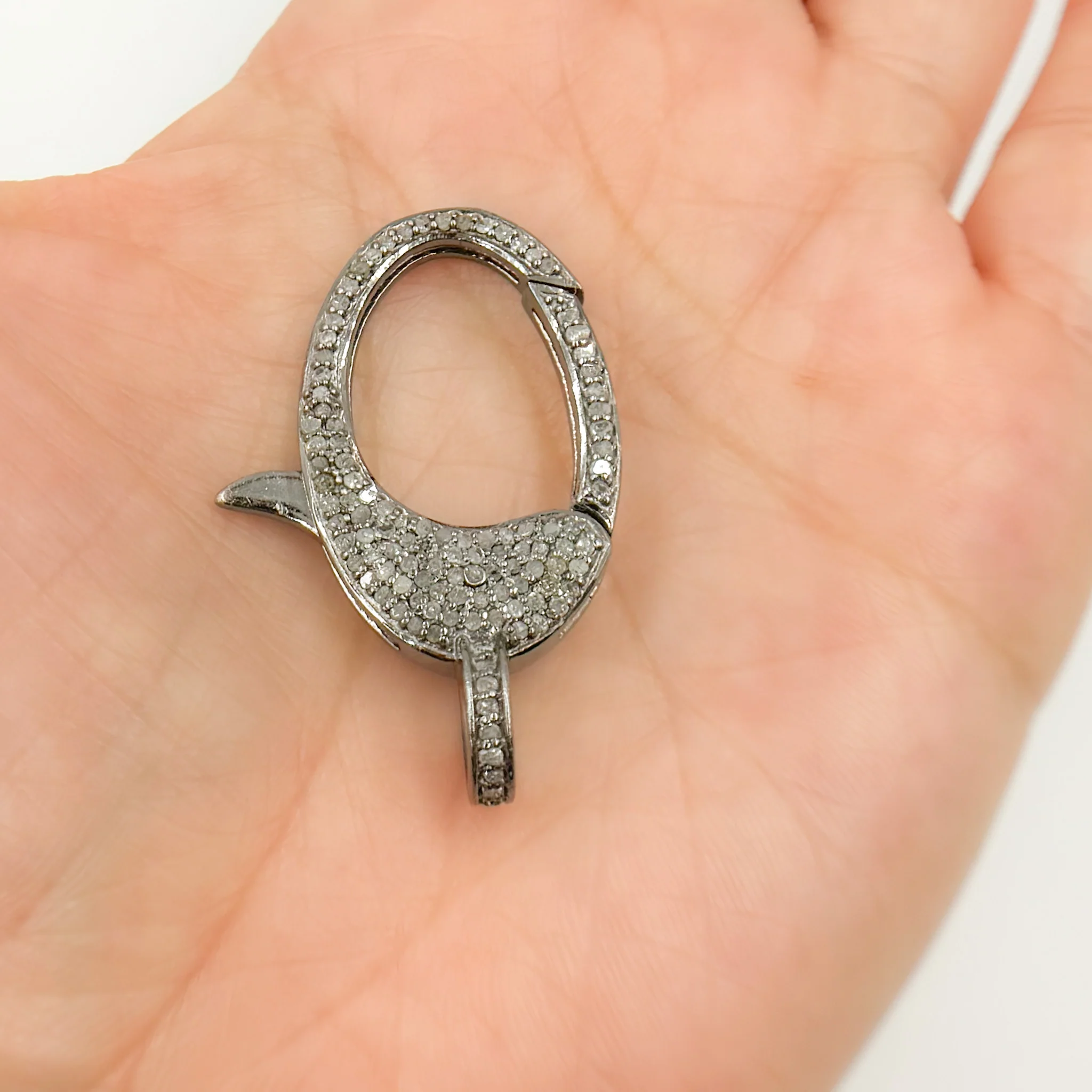 DC632. Diamond Sterling Silver Oval Trigger Clasp - Image 3