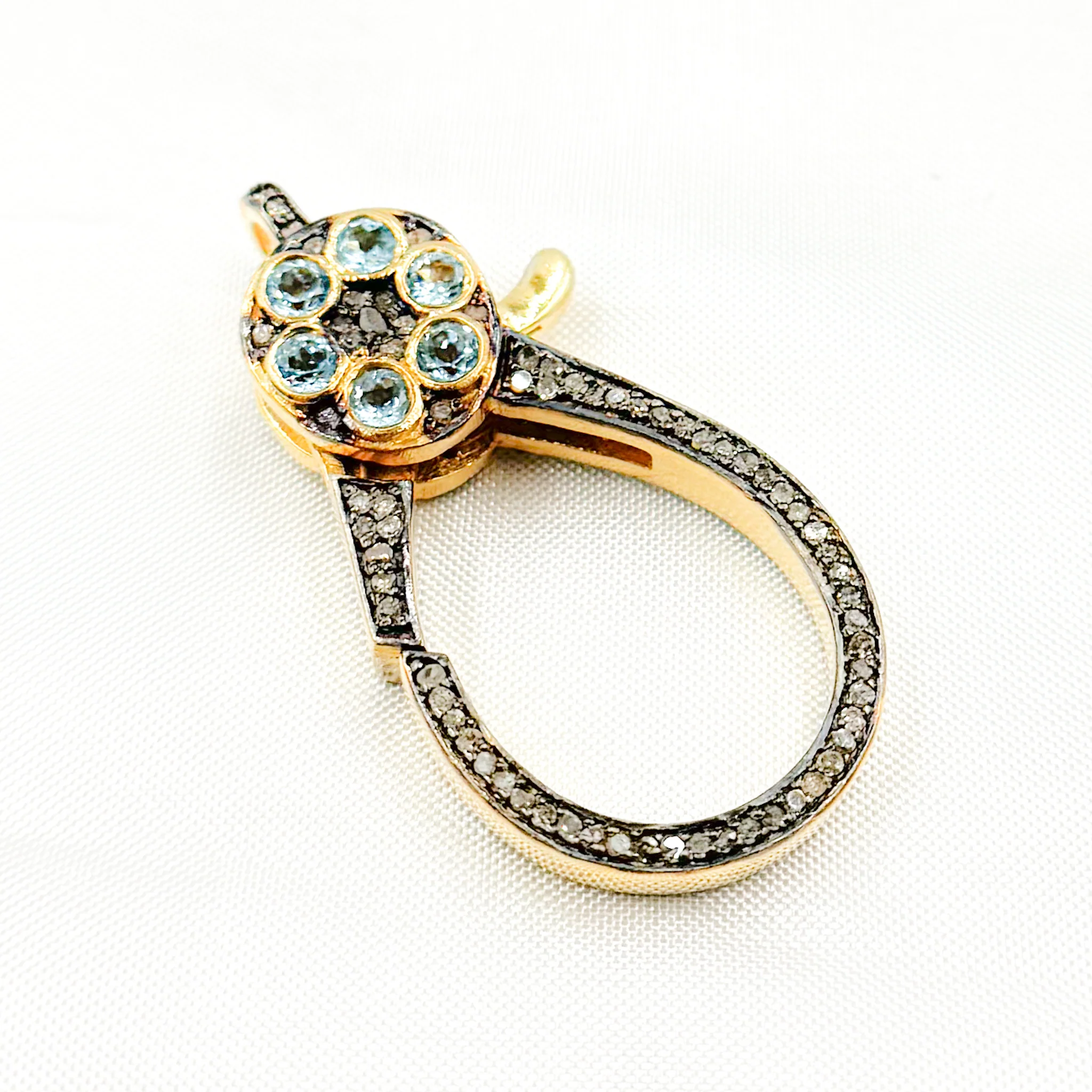 DC653. Diamond Sterling Silver Drop Shape Trigger Clasp with Gemstone - Image 5
