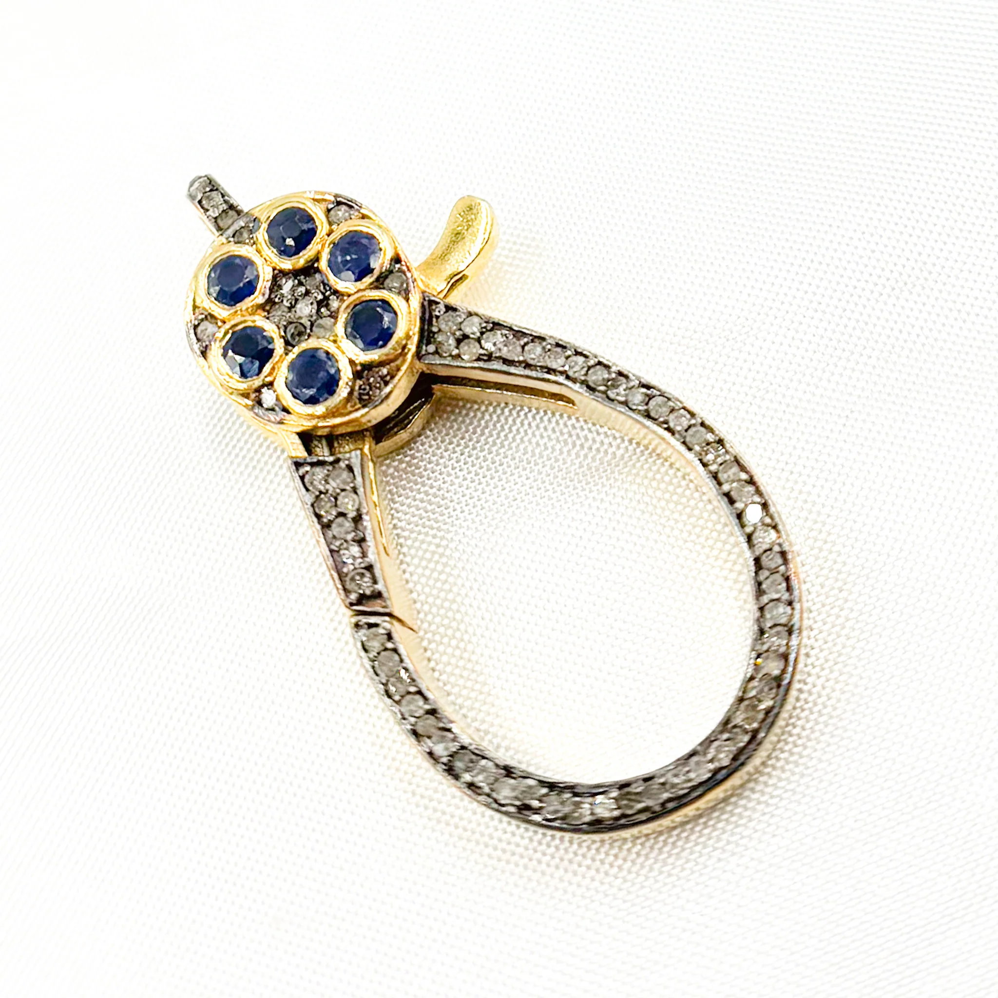 DC653. Diamond Sterling Silver Drop Shape Trigger Clasp with Gemstone - Image 6