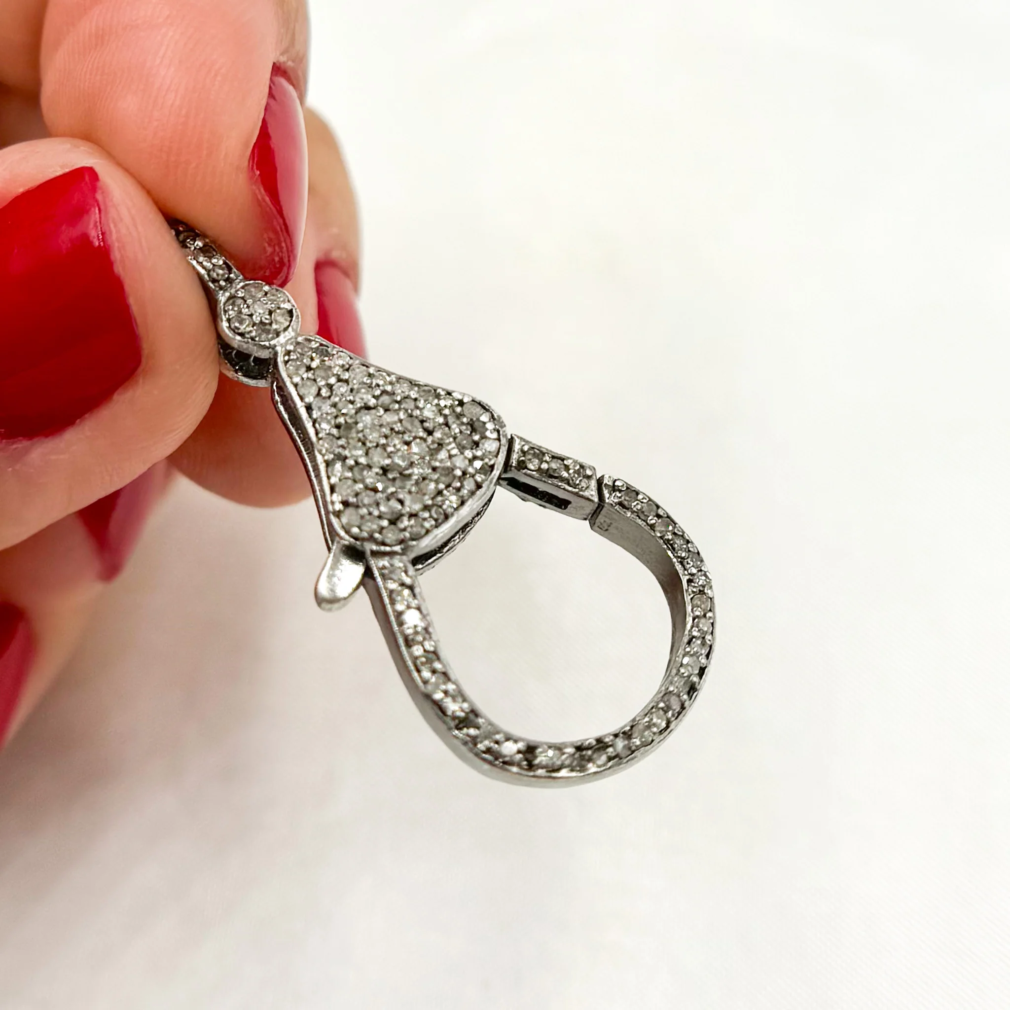DC654. Diamond Sterling Silver Pear Shape Trigger Clasp - Image 5