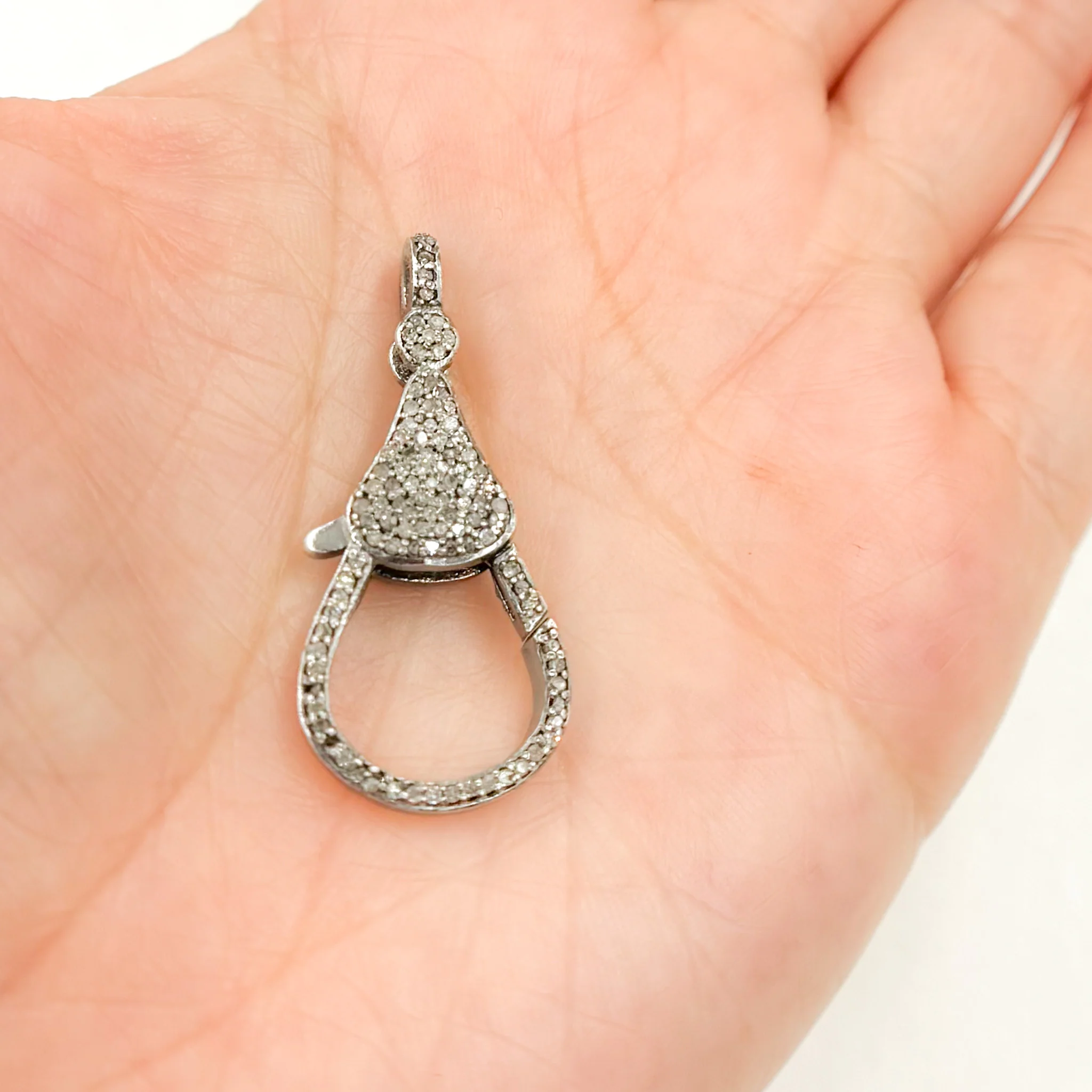 DC654. Diamond Sterling Silver Pear Shape Trigger Clasp - Image 6