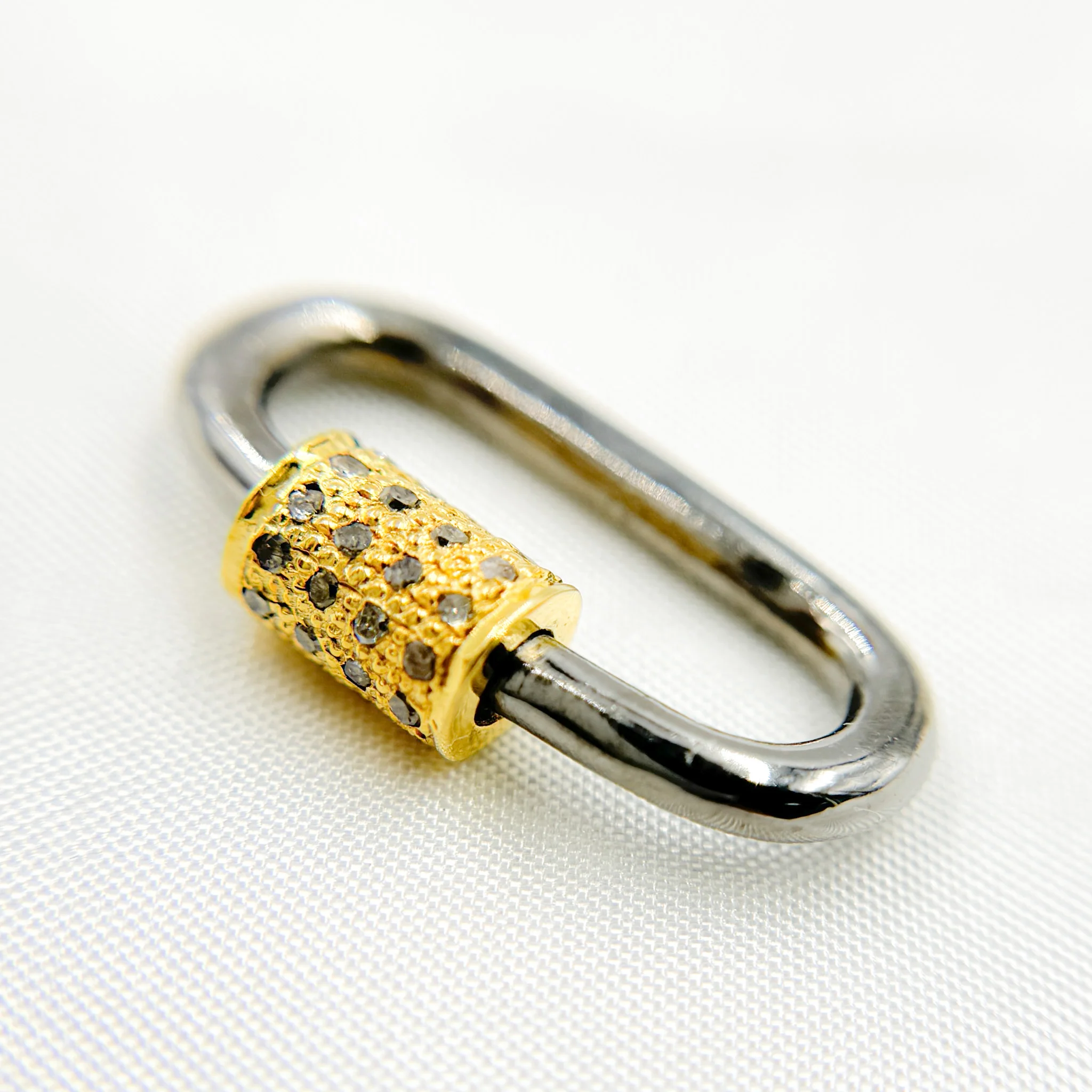 DC663. Diamond & Sterling Silver Oval Carabiner Clasp with Gemstone - Image 5