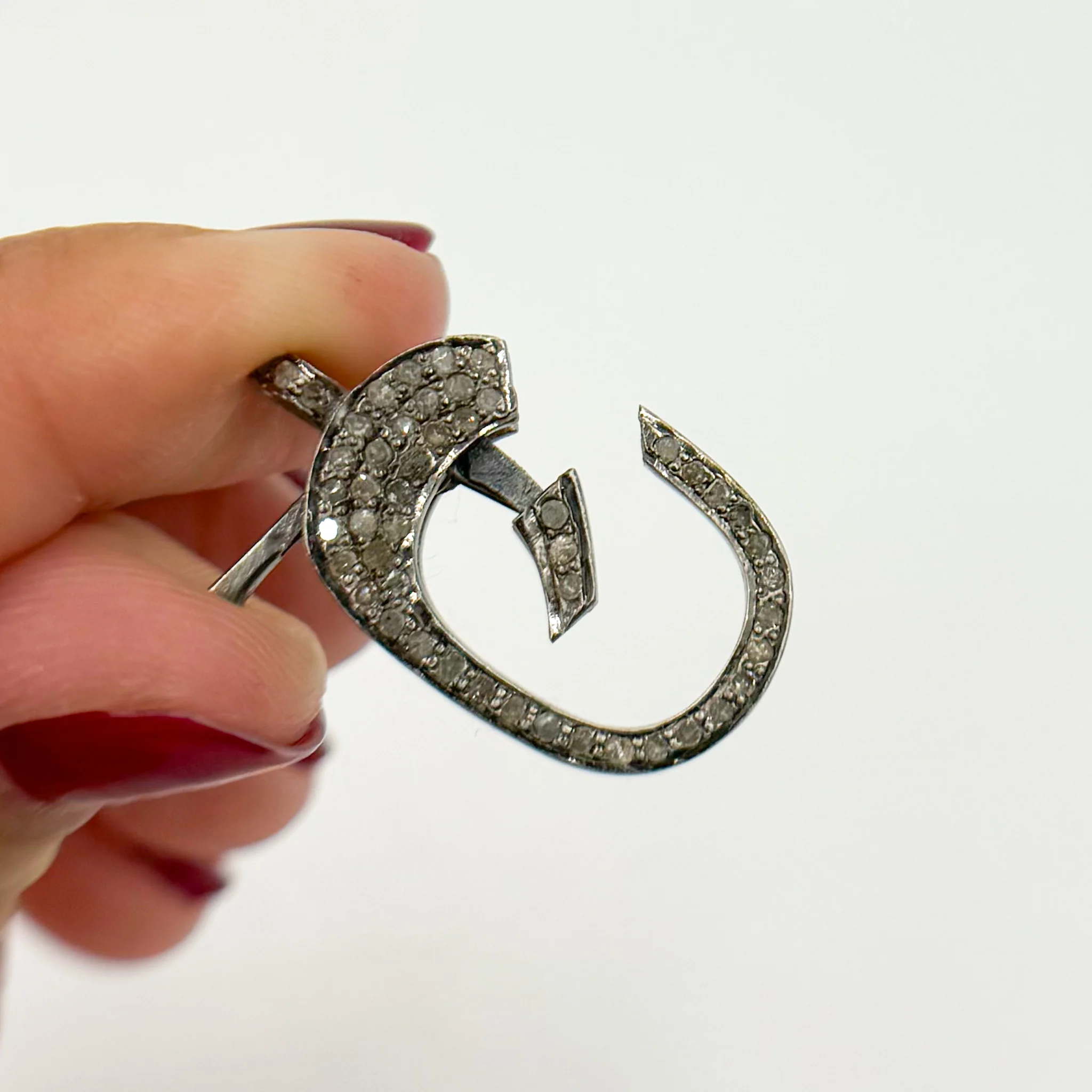 DC669. Diamond Sterling Silver Oval Lobster Clasp - Image 3