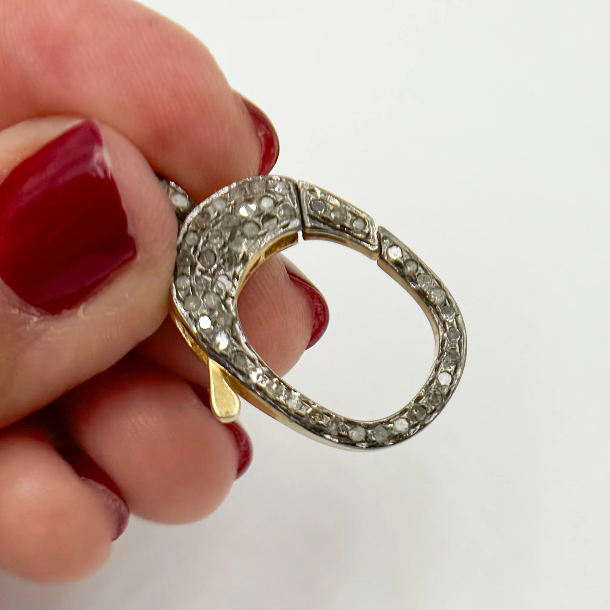 DC669. Diamond Sterling Silver Oval Lobster Clasp - Image 5