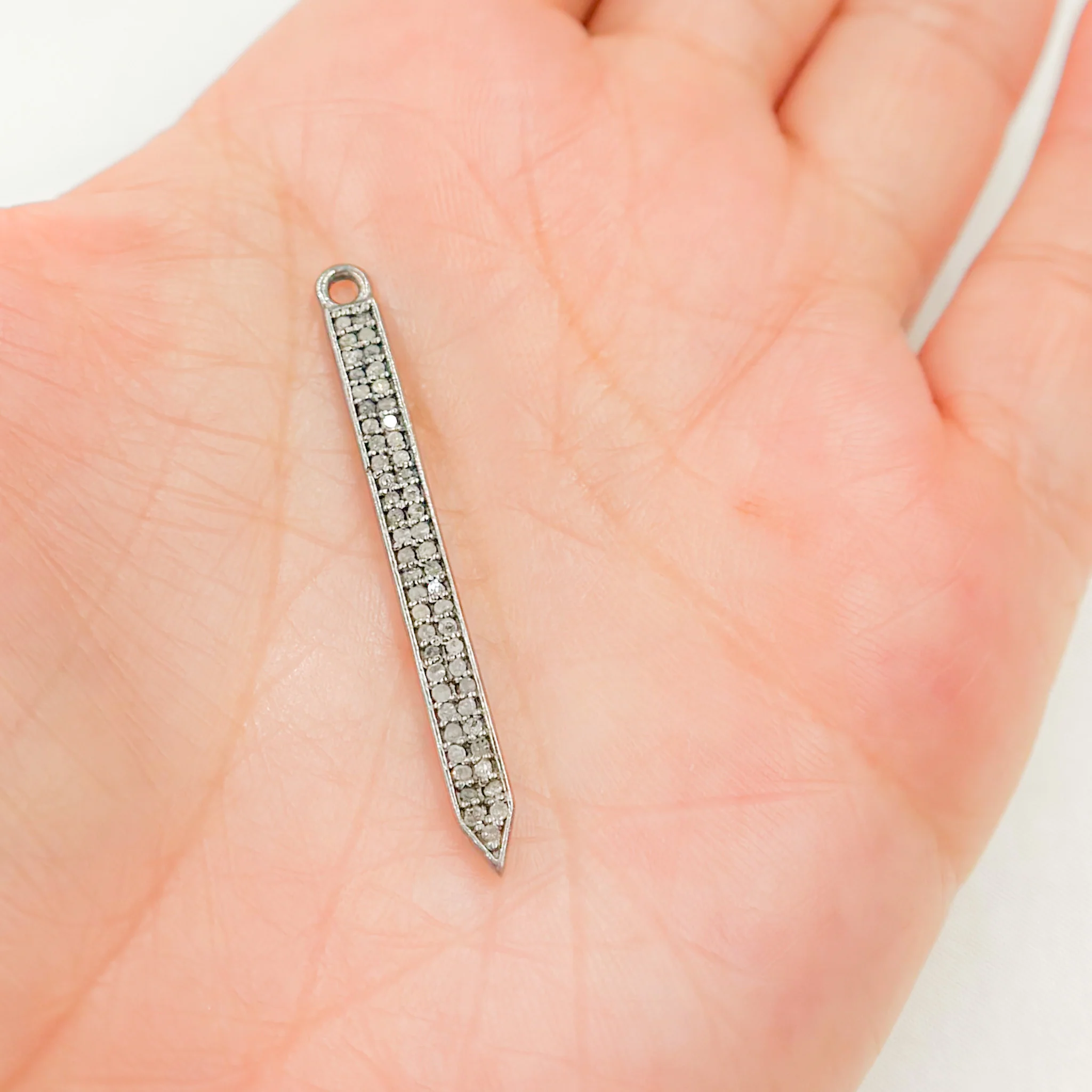 DC681. Diamond Black Rhodium Sterling Silver Spike Charm - Image 3