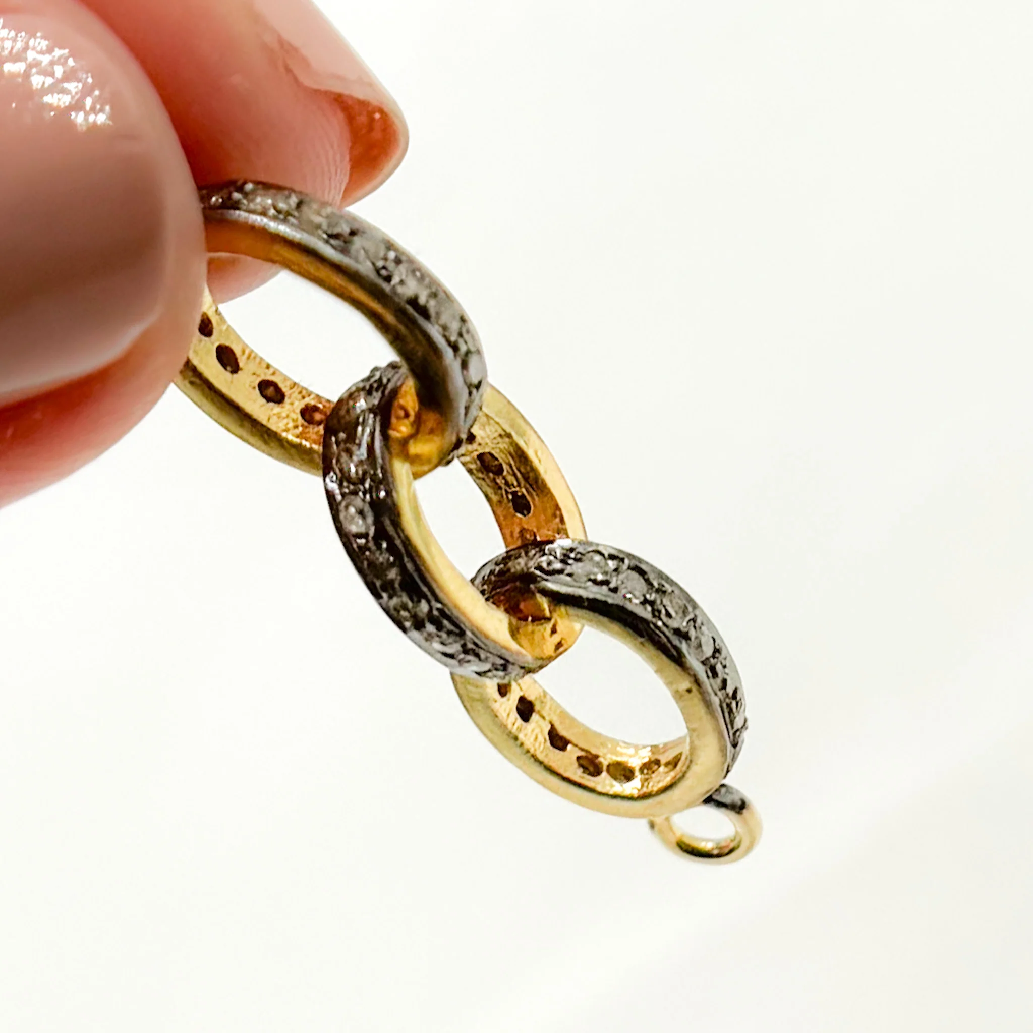 DC687. Diamond Sterling Silver Oval Link Connector - Image 4