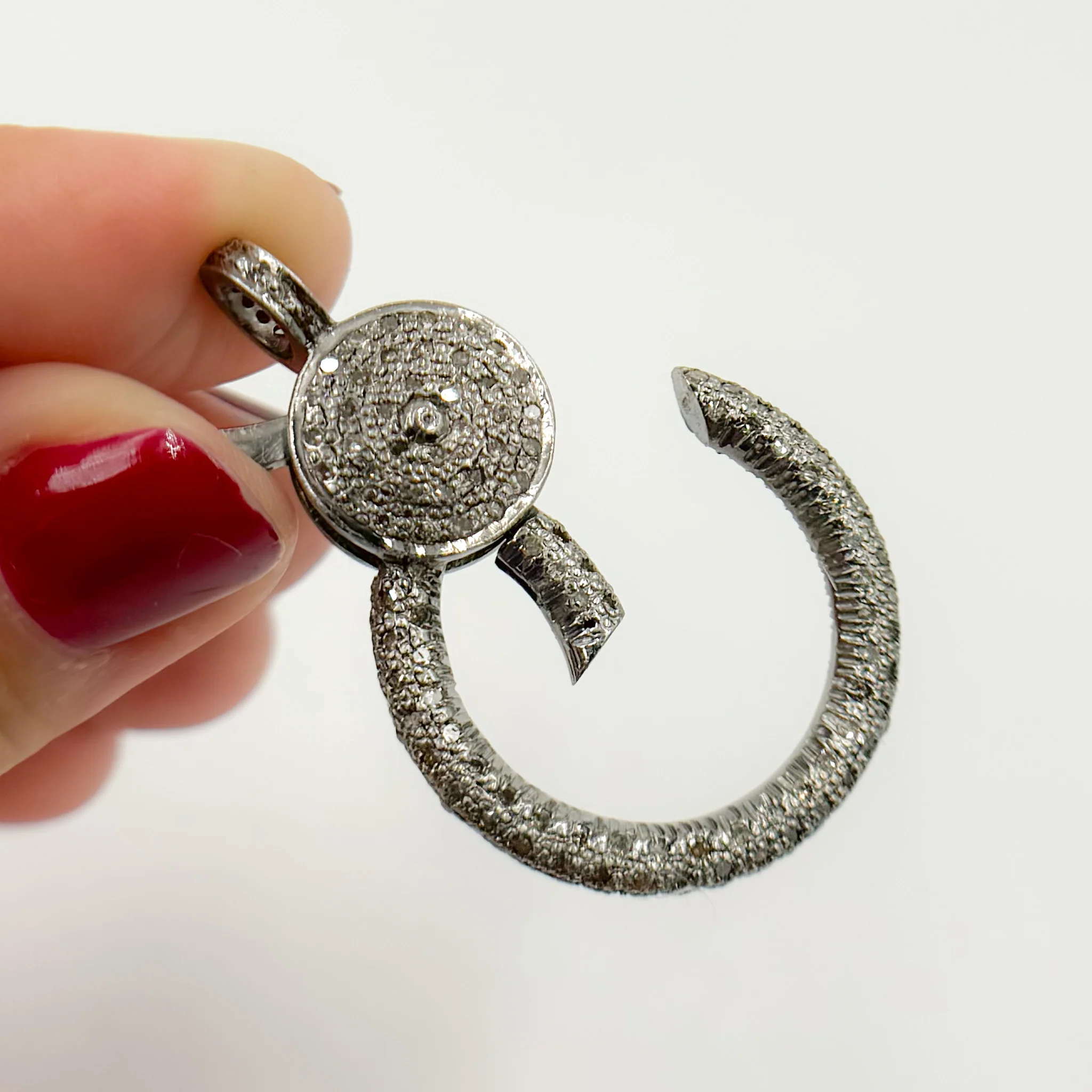 DC703. Diamond Sterling Silver Round Trigger Clasp - Image 2