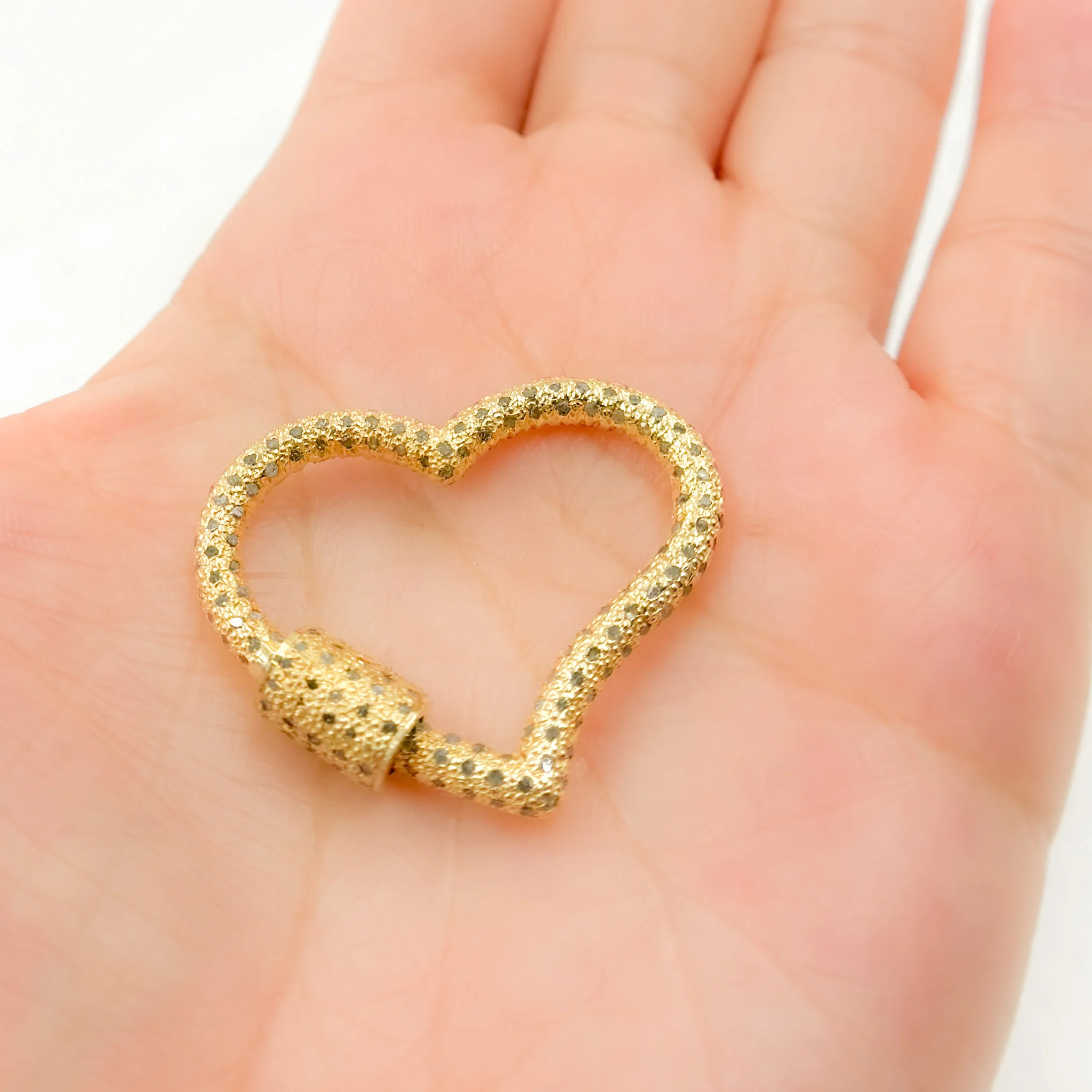 DC716. Diamond & Sterling Silver Heart Carabiner Clasp