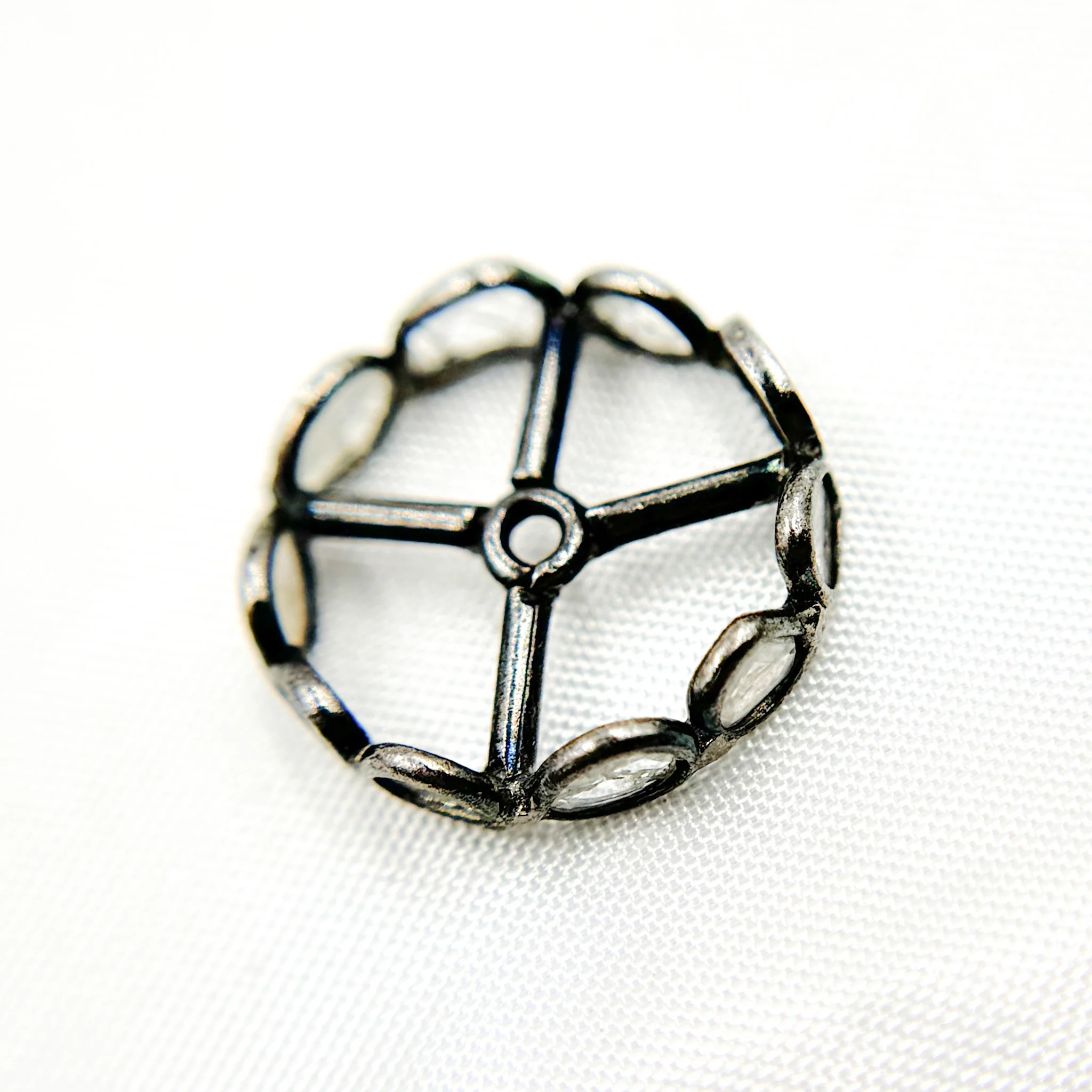 DC736. Diamond Sterling Silver Round Spacer Bead - Image 4