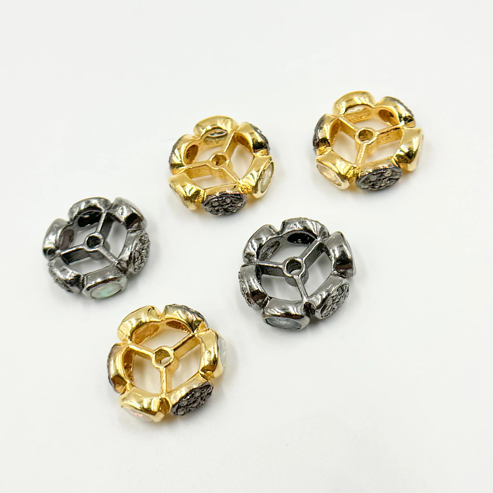 DC747. Diamond Sterling Silver Spacer Bead with Gemstone - Image 7