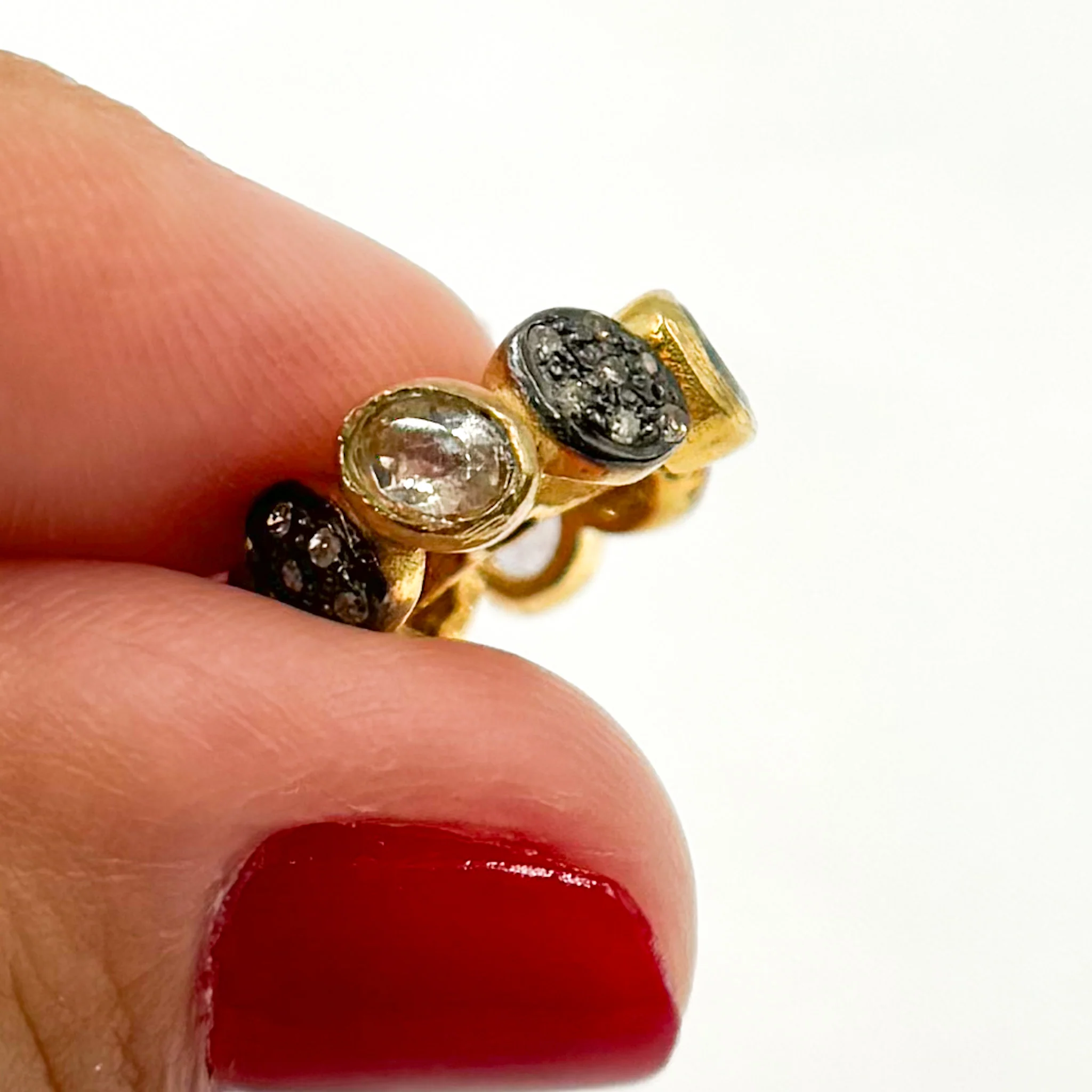 DC748. Diamond Sterling Silver Spacer Bead with Gemstone - Image 4