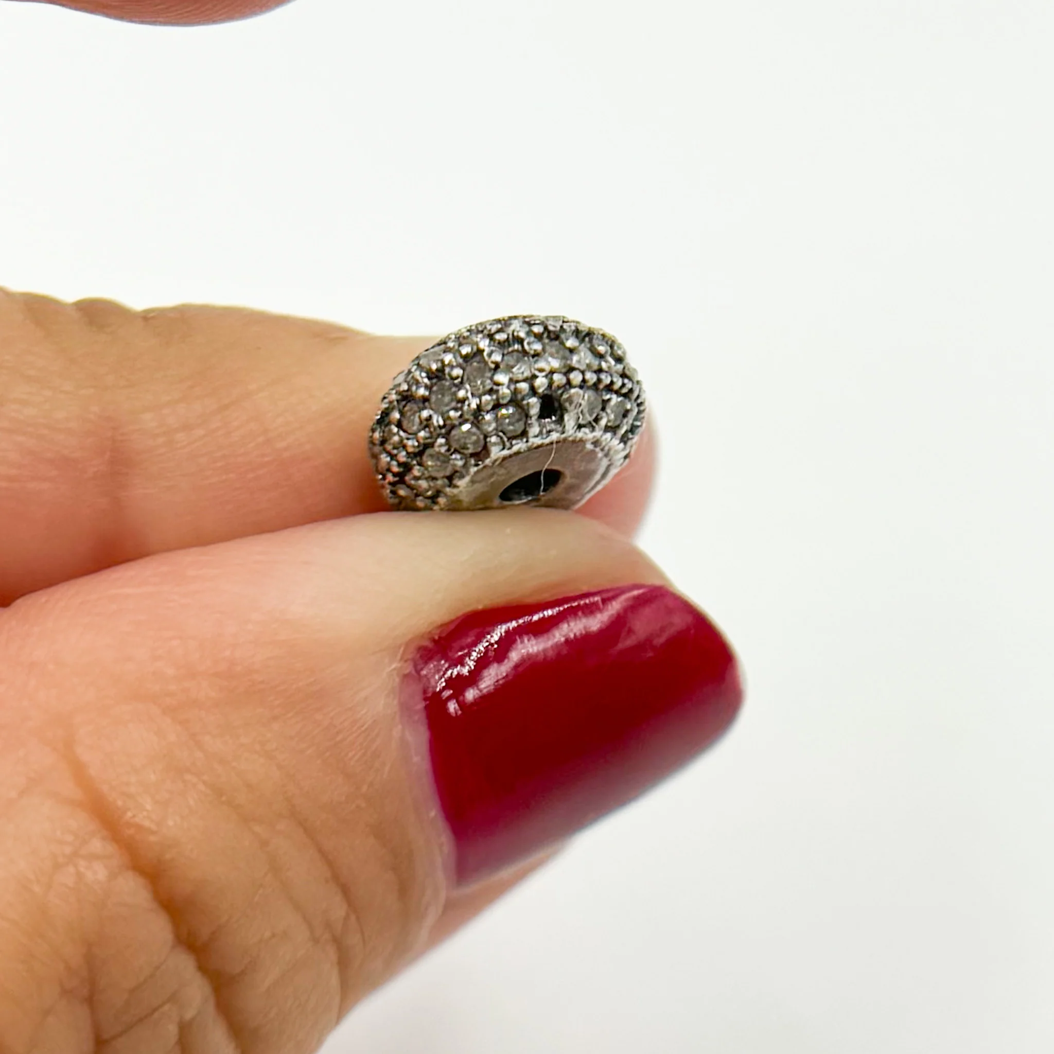 DC833. Diamond Sterling Silver Round Bead - Image 4