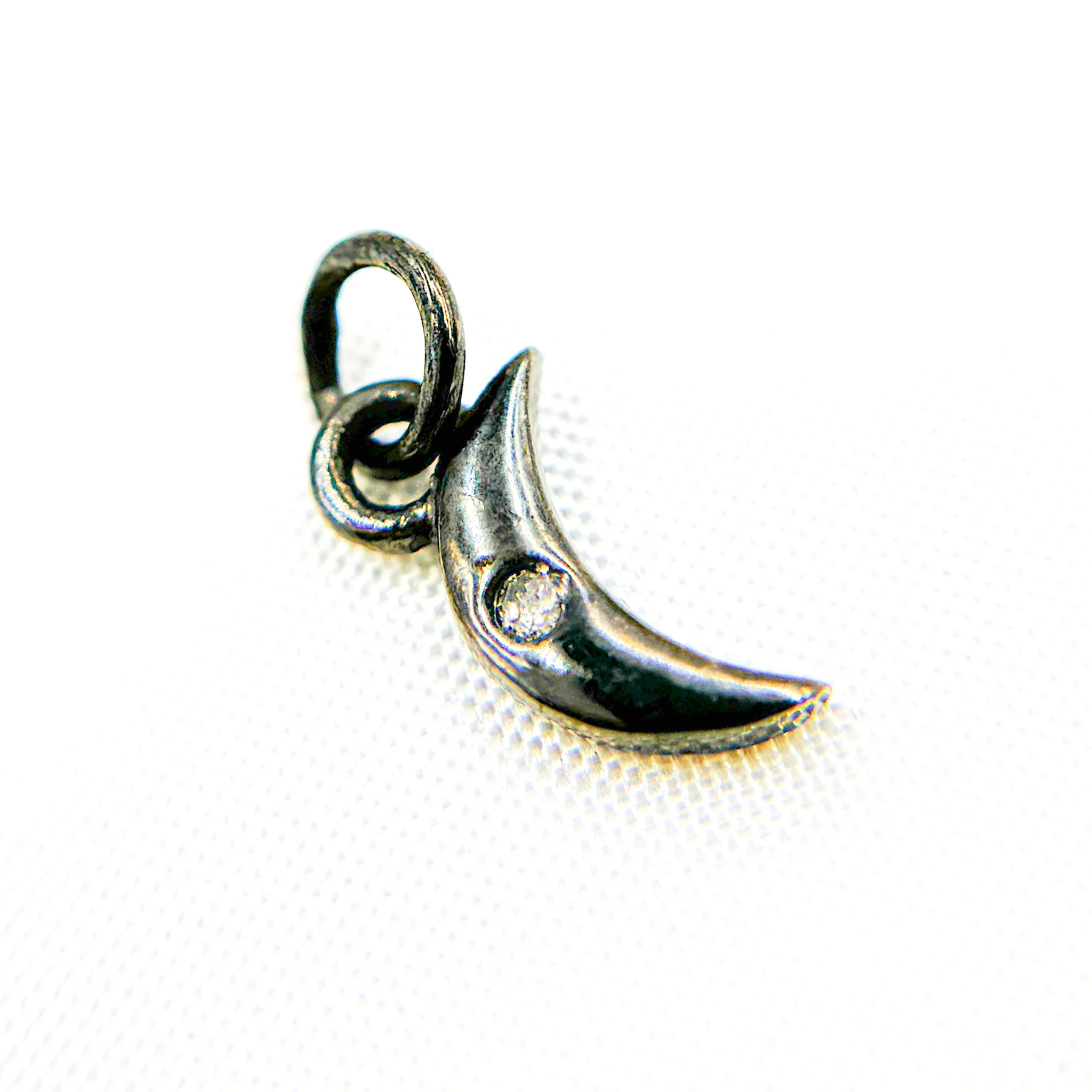 DC874. Diamond Sterling Silver Mini Moon Charm - Image 4