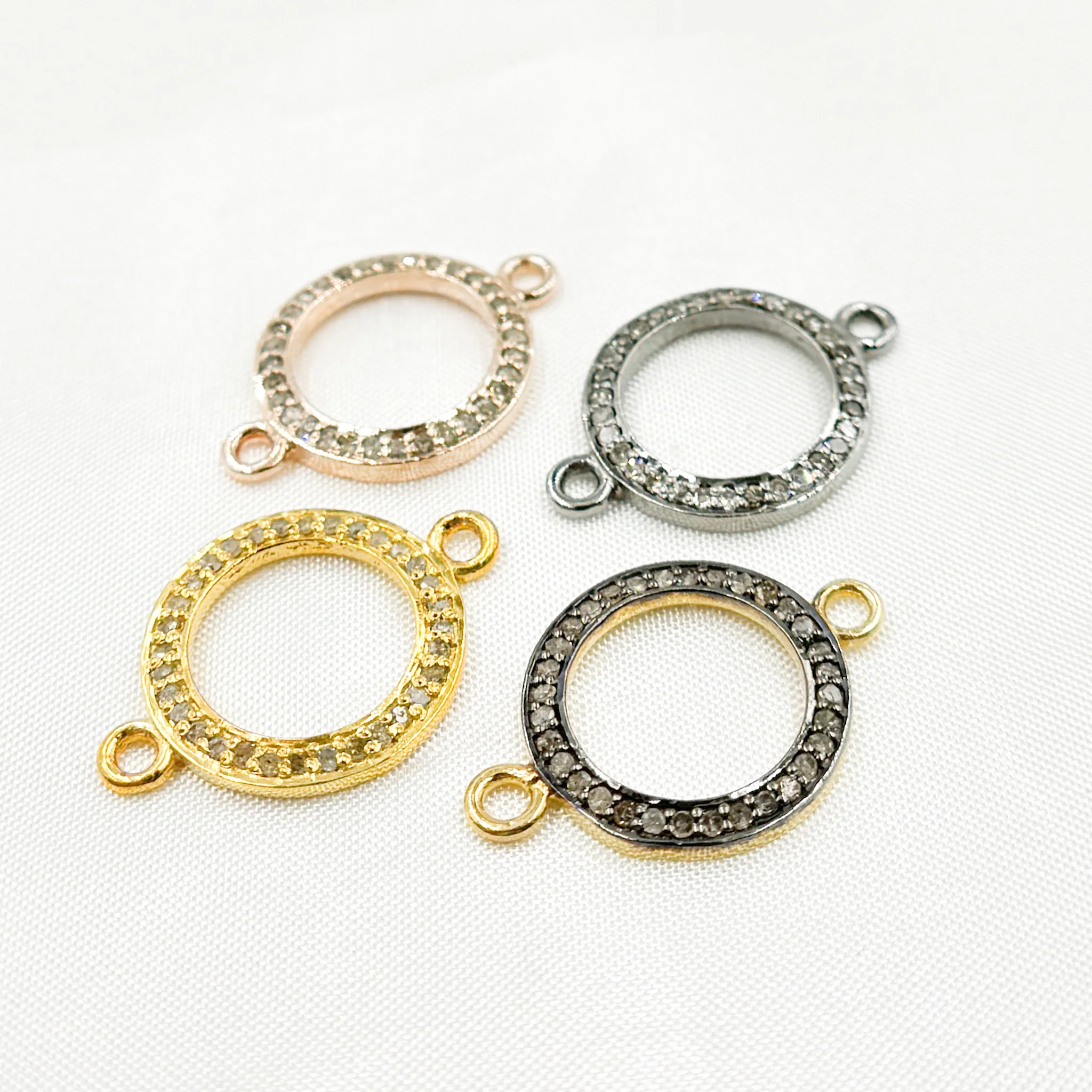 DC883. Diamond Sterling Silver Round Connector