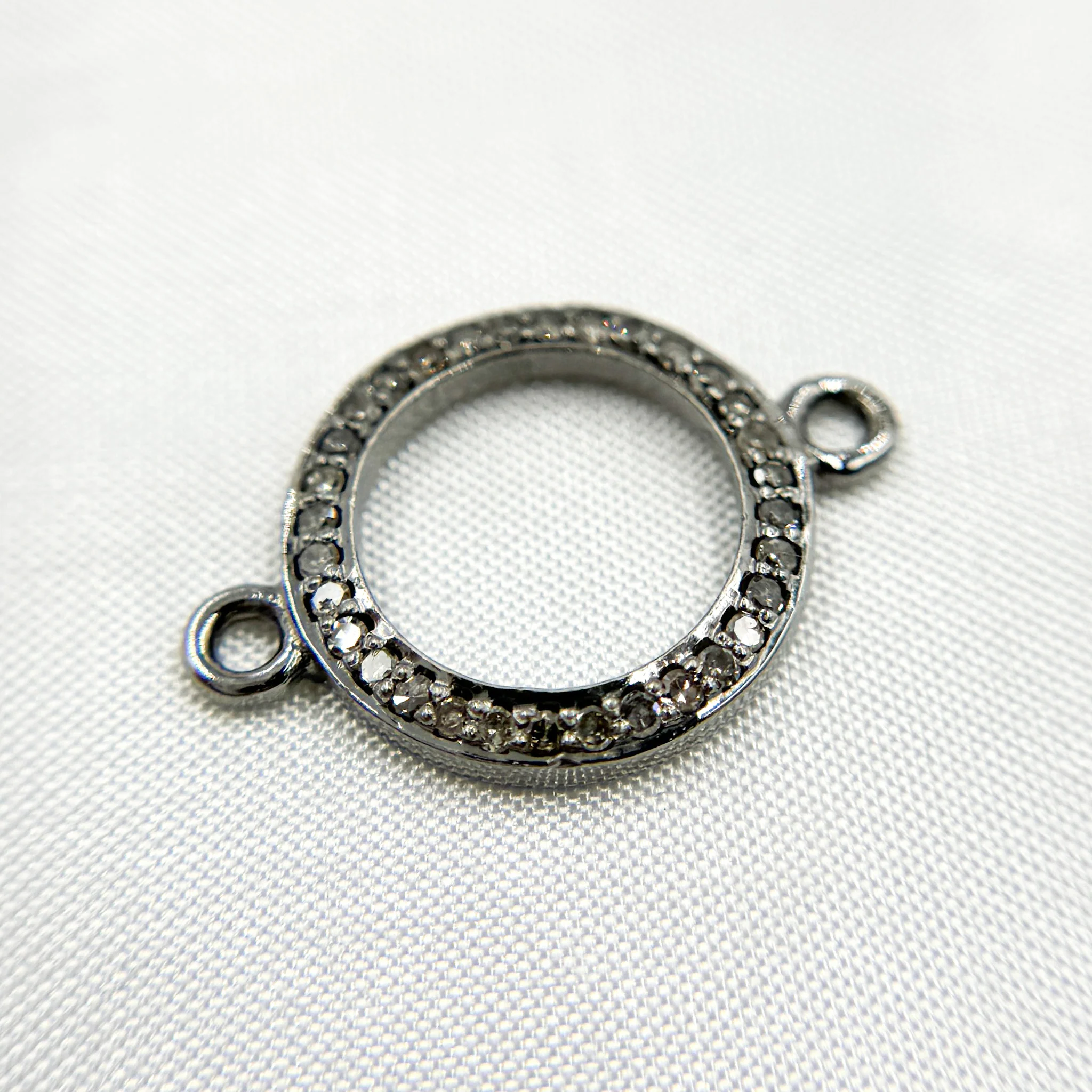 DC883. Diamond Sterling Silver Round Connector - Image 4