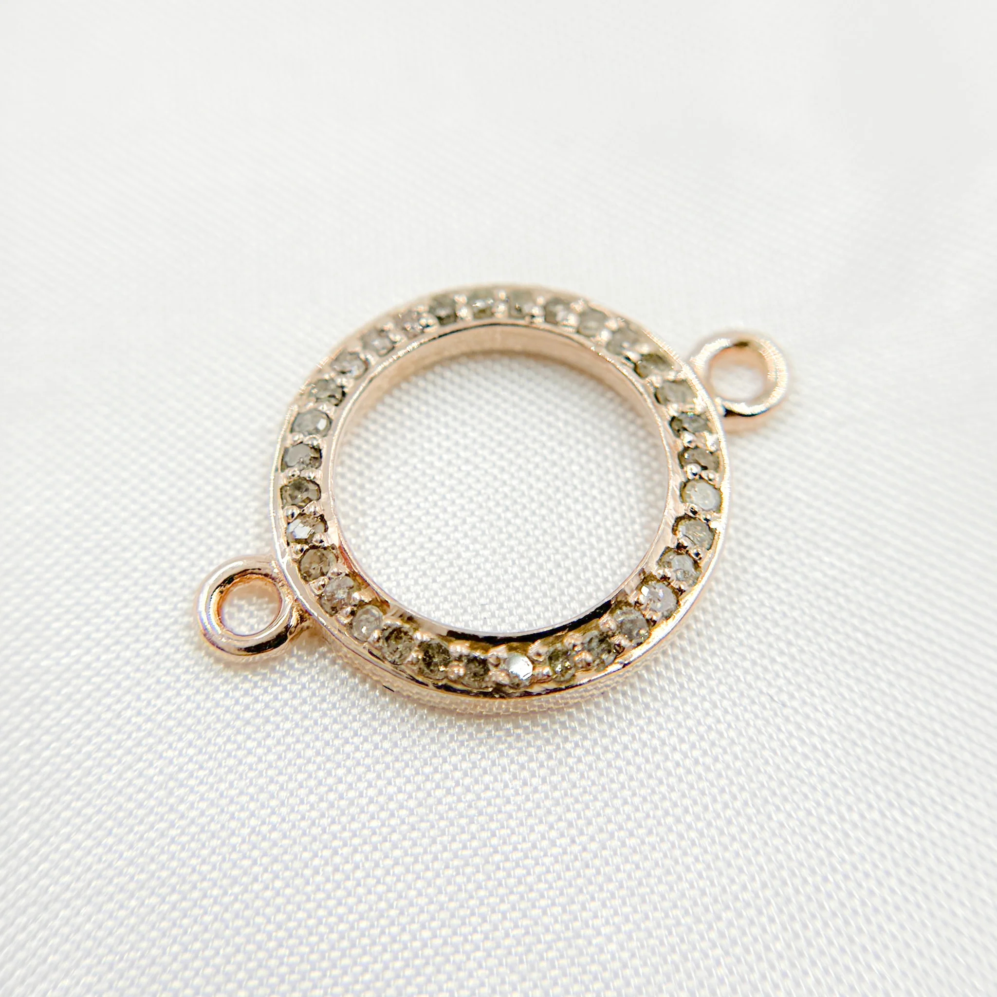 DC883. Diamond Sterling Silver Round Connector - Image 5