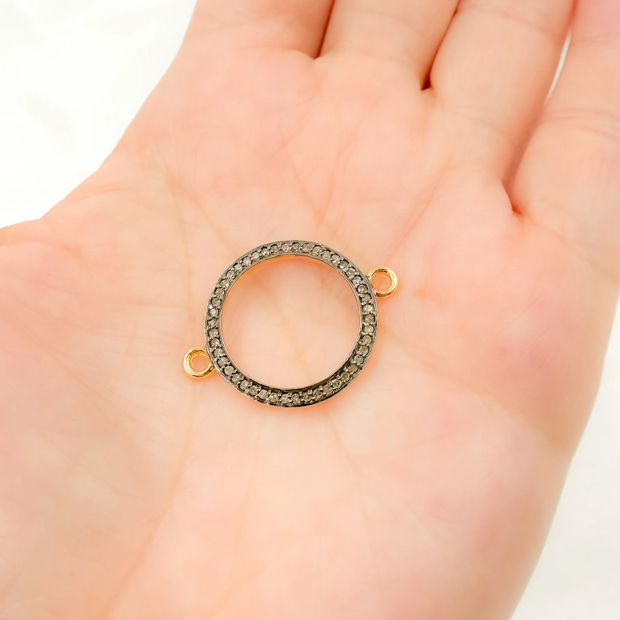 DC884. Diamond Sterling Silver Round Connector - Image 2