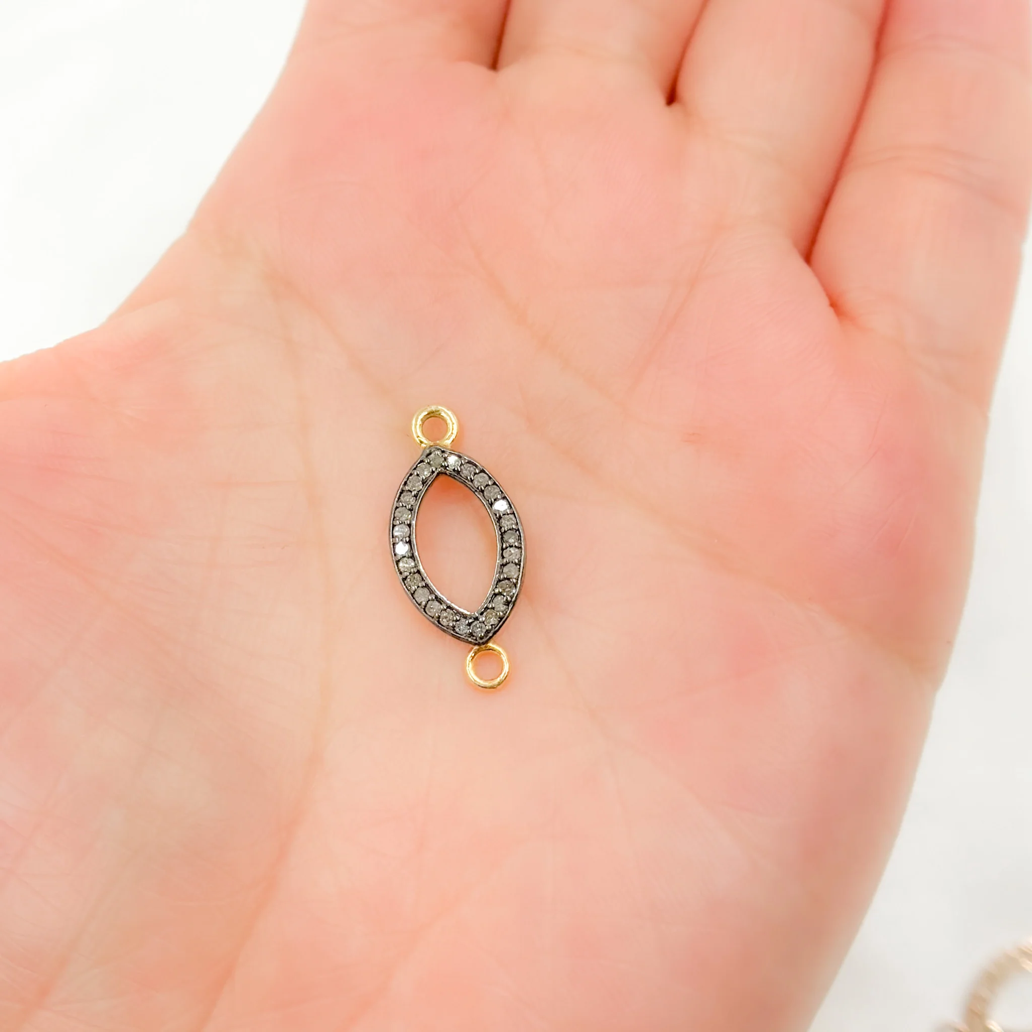 DC886. Diamond Sterling Silver Marquise Shape Connector - Image 2