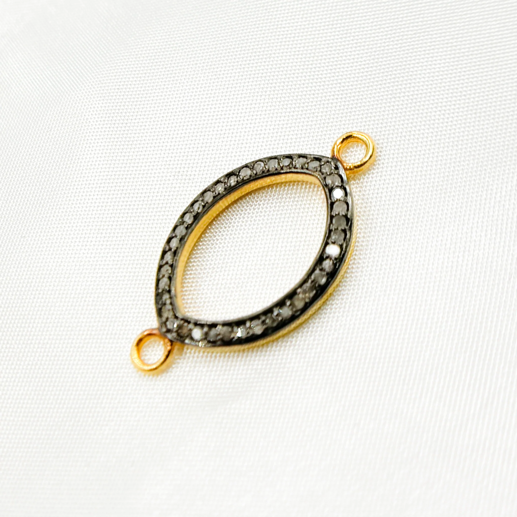 DC887. Diamond Sterling Silver Marquise Shape Connector - Image 4