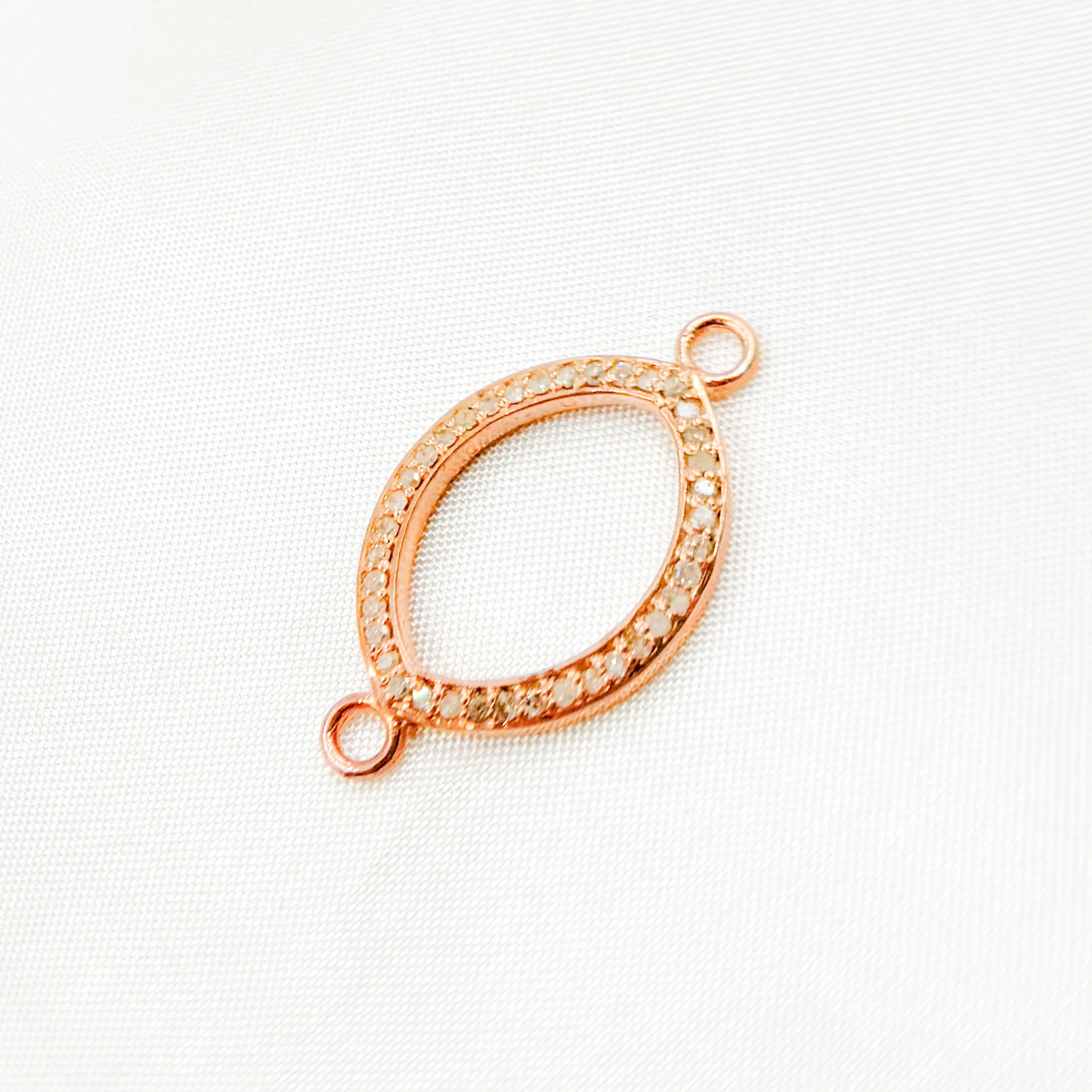 DC887. Diamond Sterling Silver Marquise Shape Connector - Image 6
