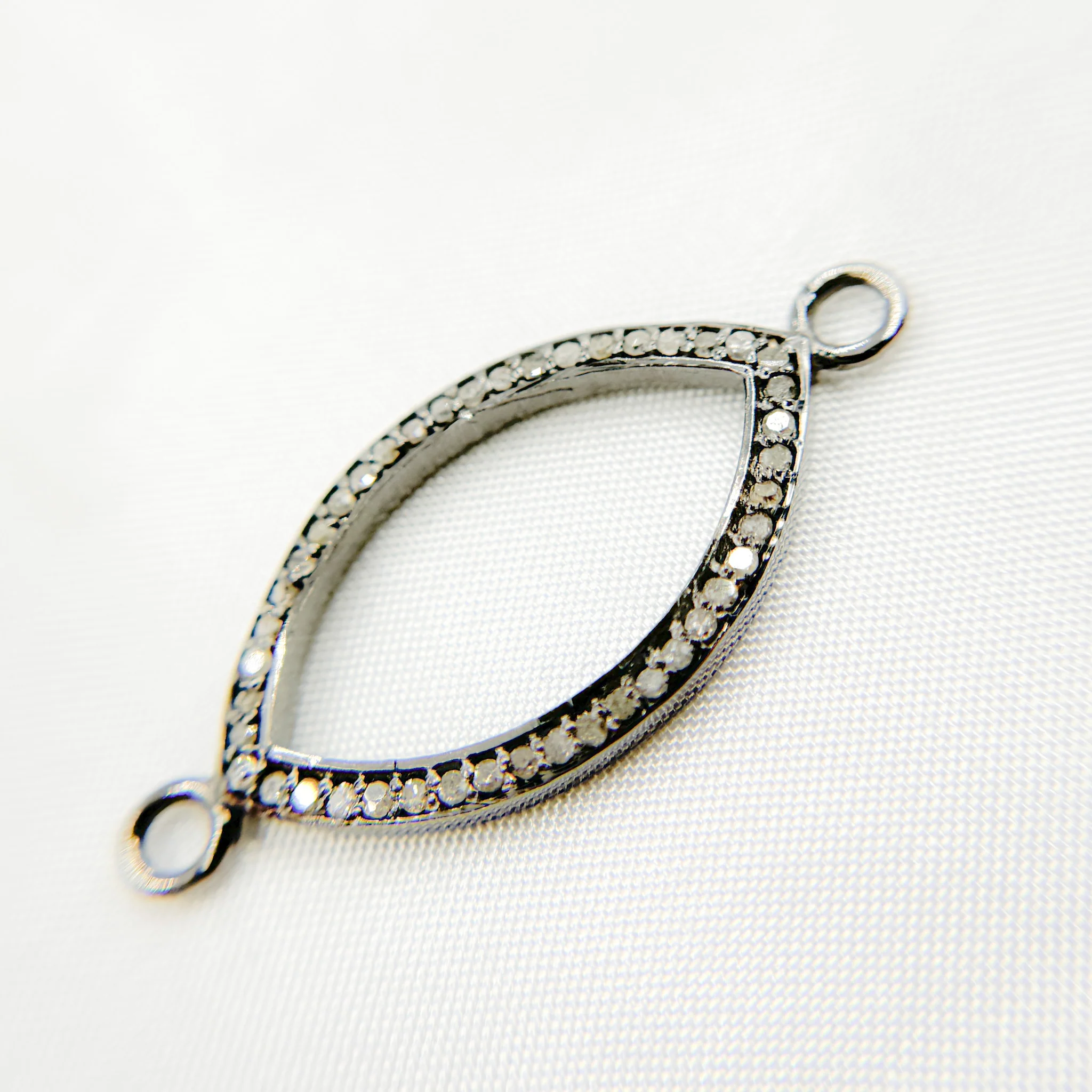 DC888. Diamond Sterling Silver Marquise Shape Connector - Image 5
