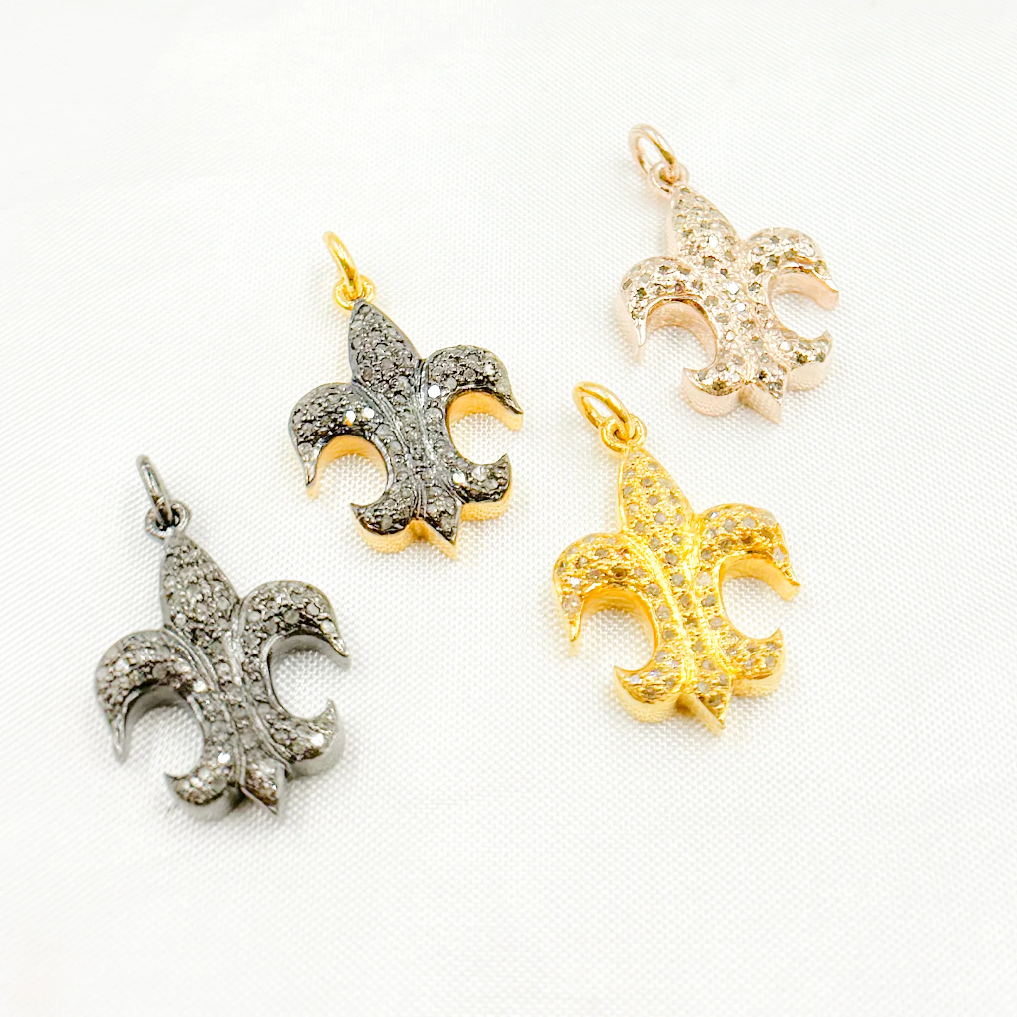 DC889. Diamond Sterling Silver Fleur De Lis Shape Pendant - Image 7
