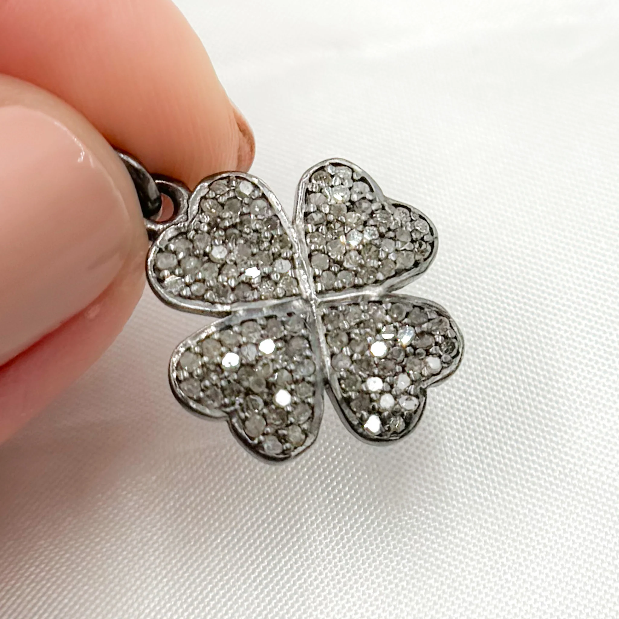 DC896. Diamond Sterling Silver Flower Charm - Image 3
