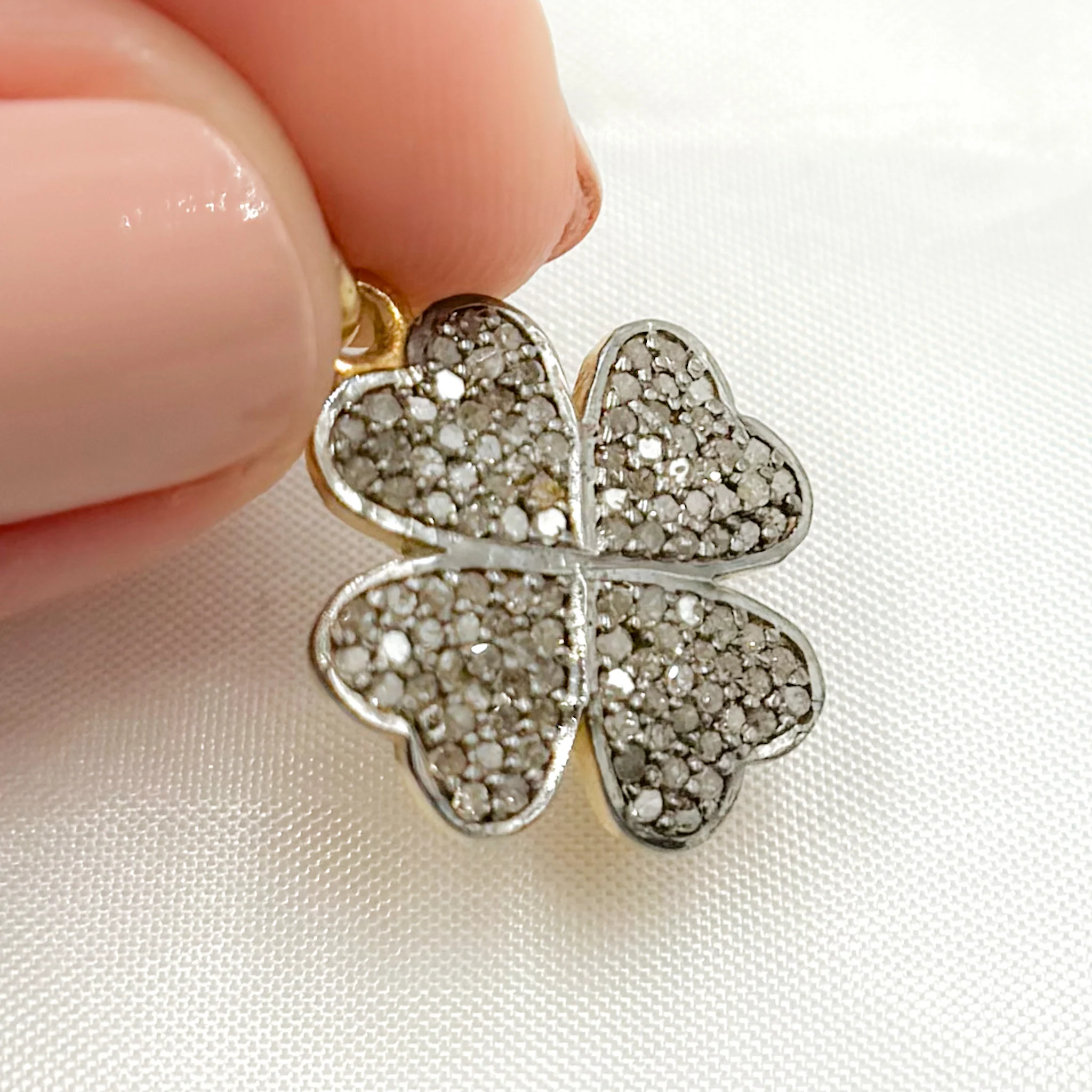 DC896. Diamond Sterling Silver Flower Charm - Image 5