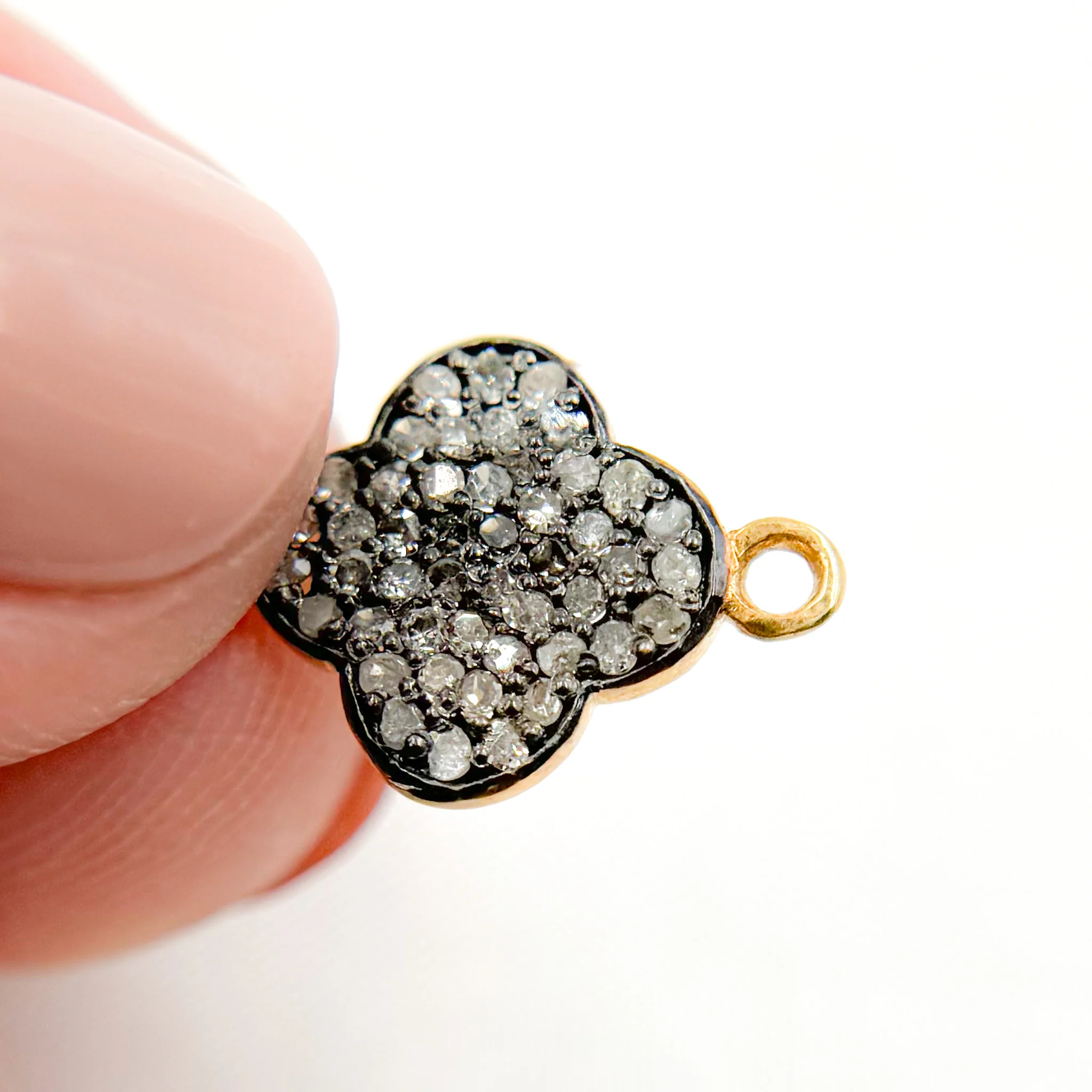 DC902. Diamond Sterling Silver Flower Connector - Image 8