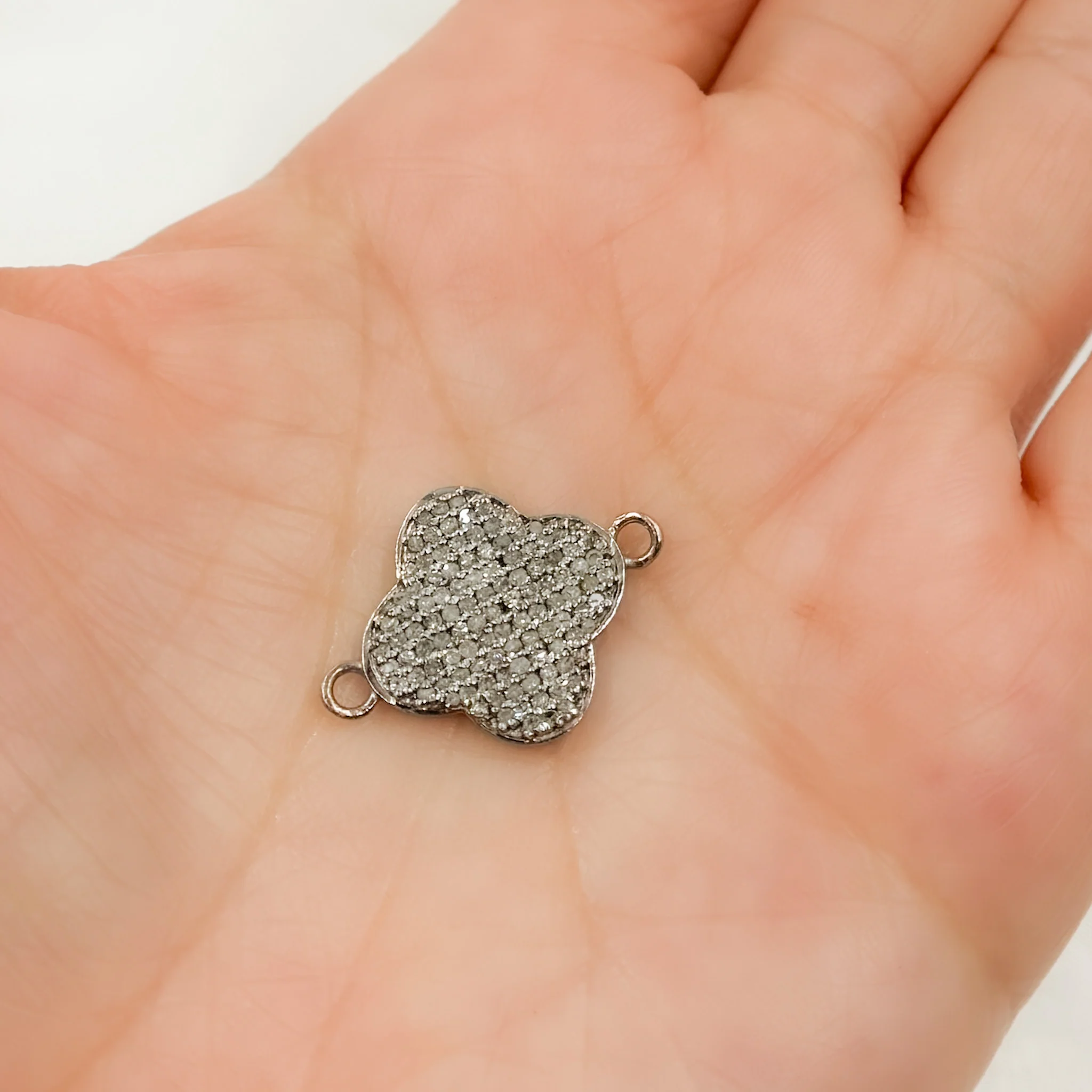 DC914. Diamond Sterling Silver Flower Connector - Image 2