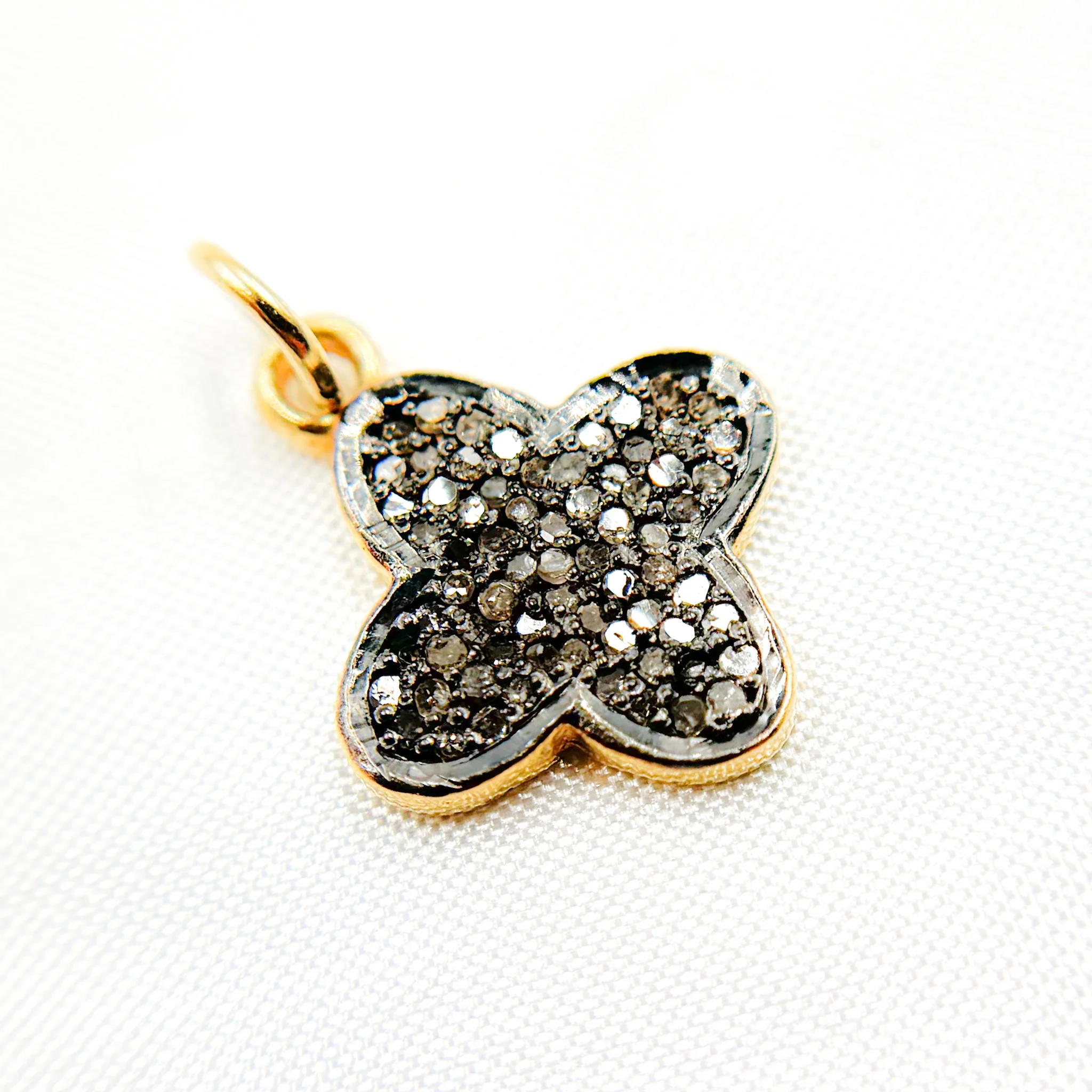 DC922. Diamond Sterling Silver Flower Charm - Image 3
