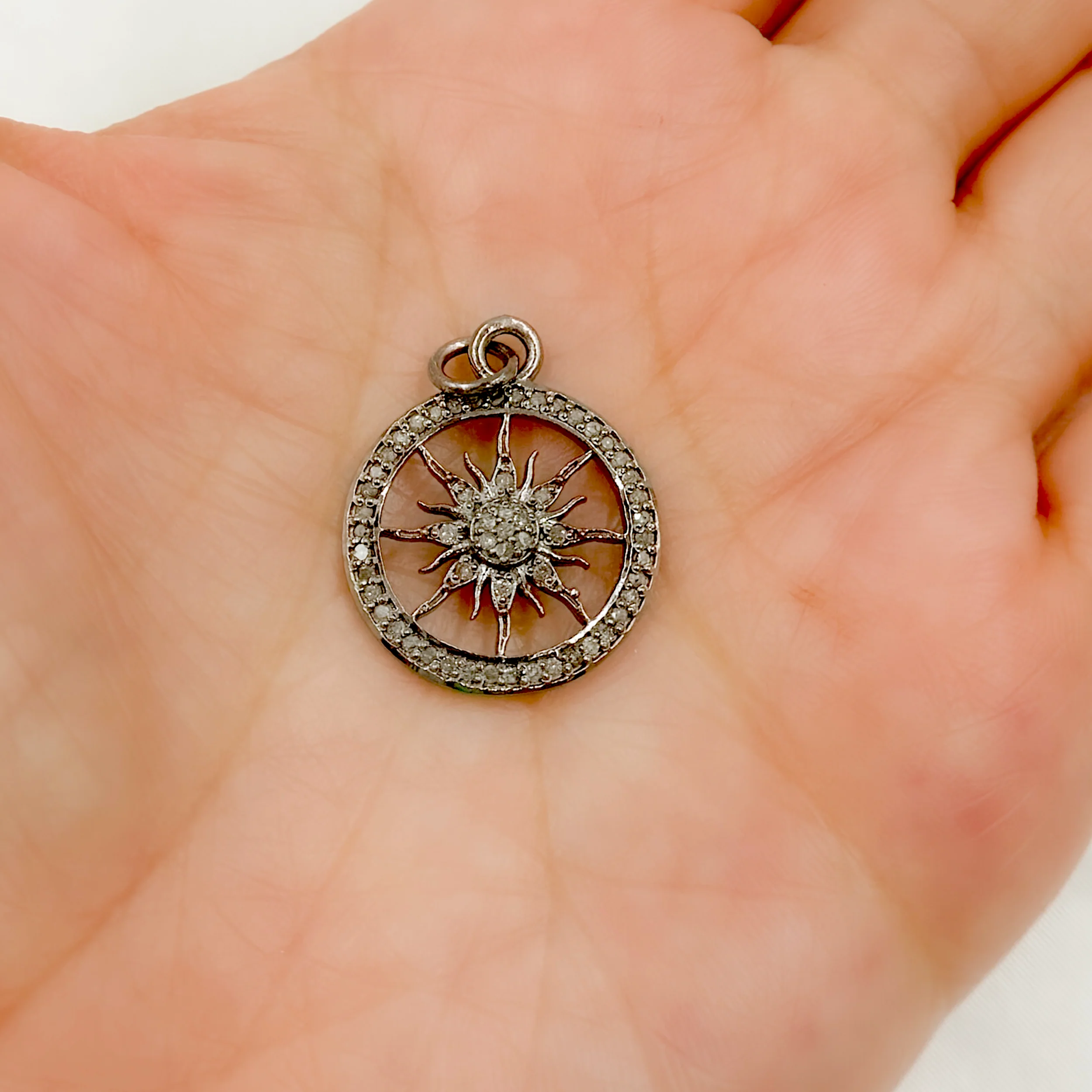 DC930. Diamond & Sterling Silver Sun Pendant - Image 2
