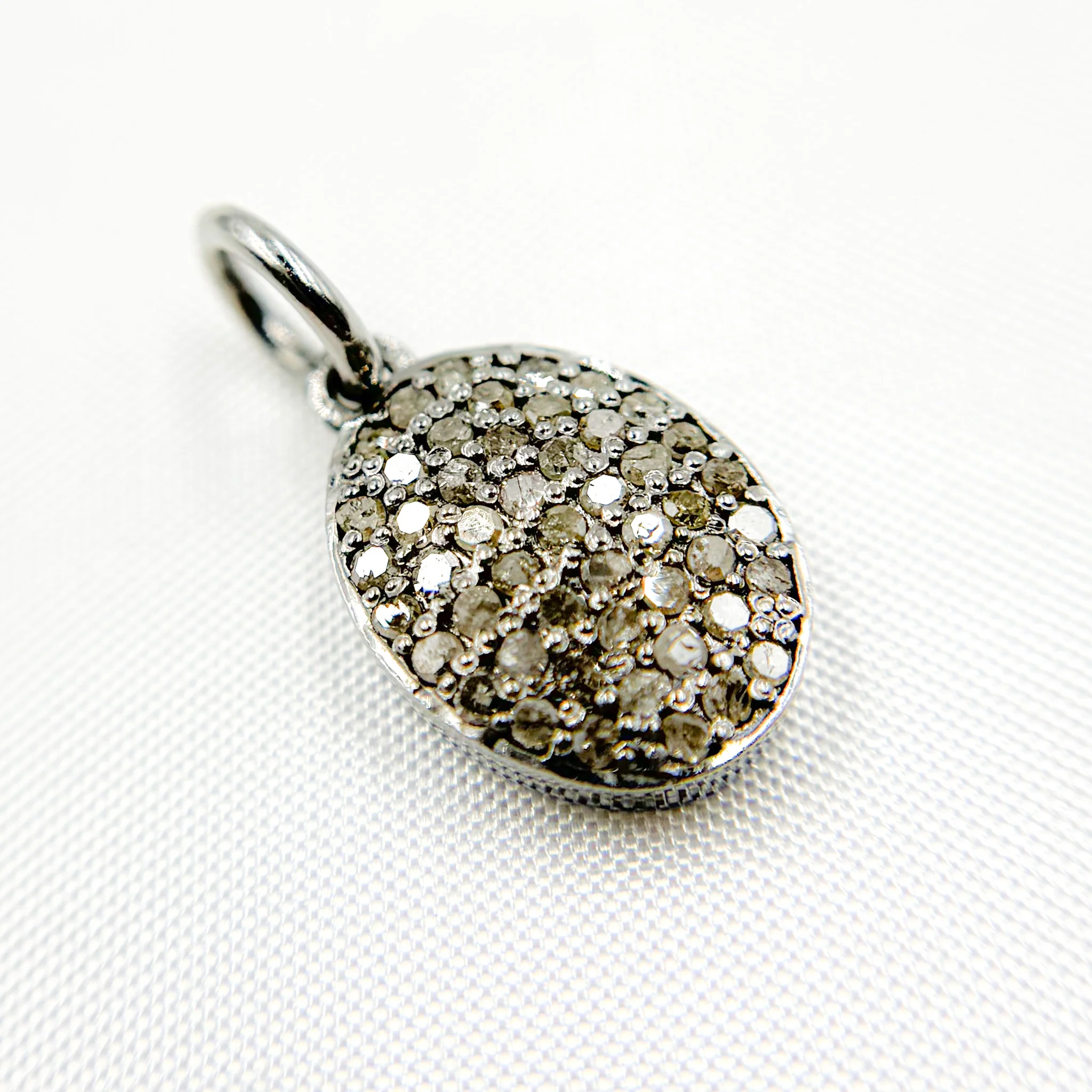 DC944. Diamond Sterling Silver Oval Charm - Image 6