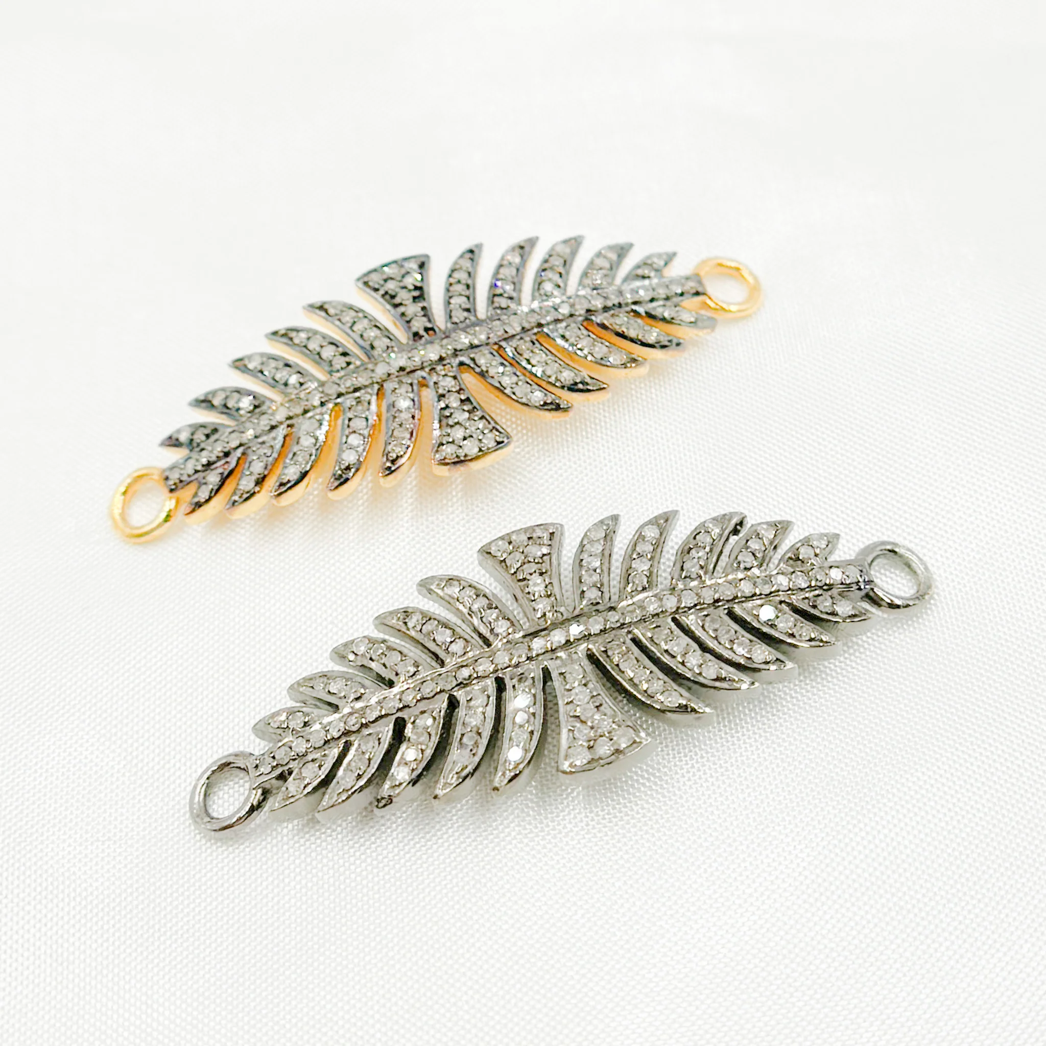 DC966. Diamond Sterling Silver Leaf Shape Connector - Image 9