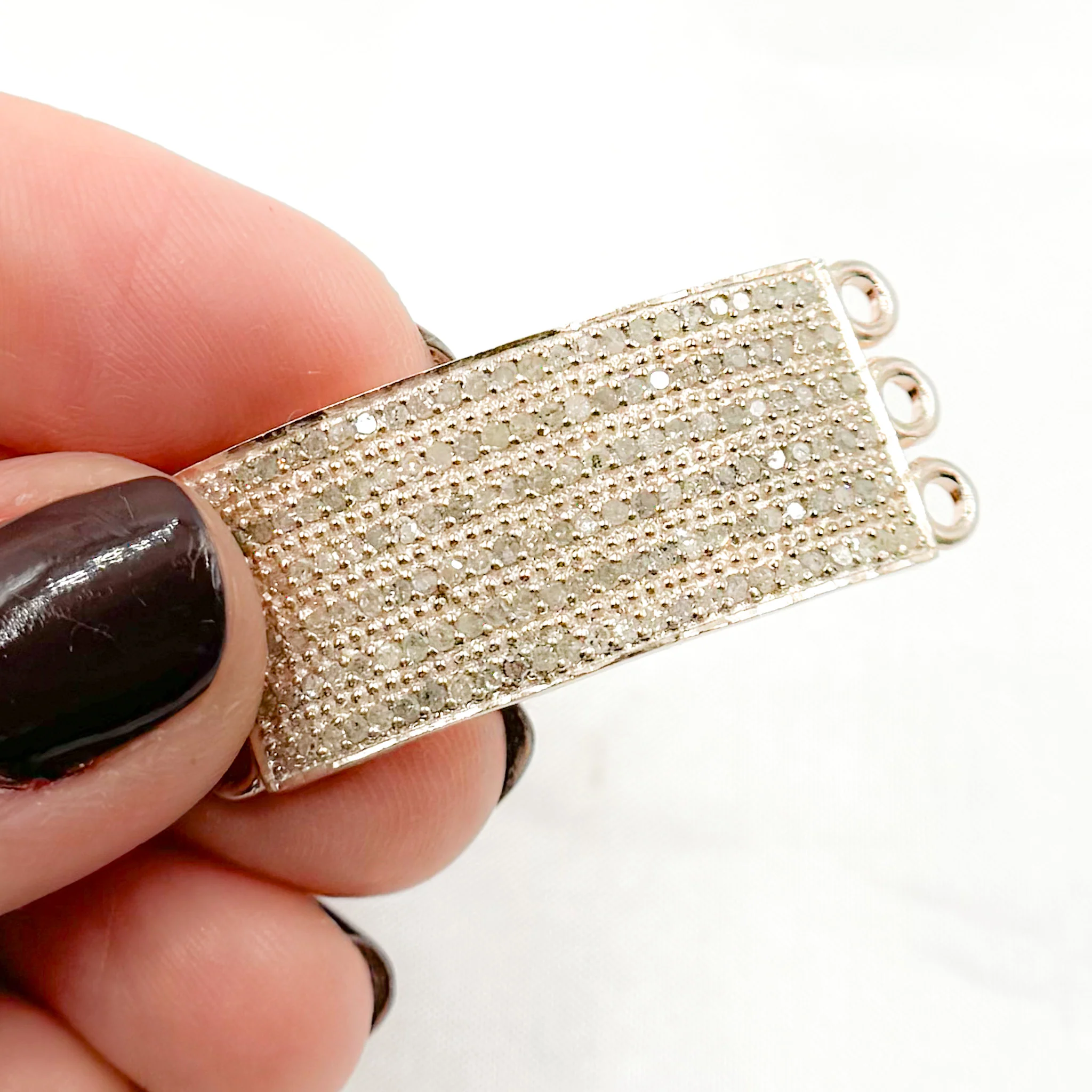 DC975. Diamond Sterling Silver Rectangle Connector - Image 3