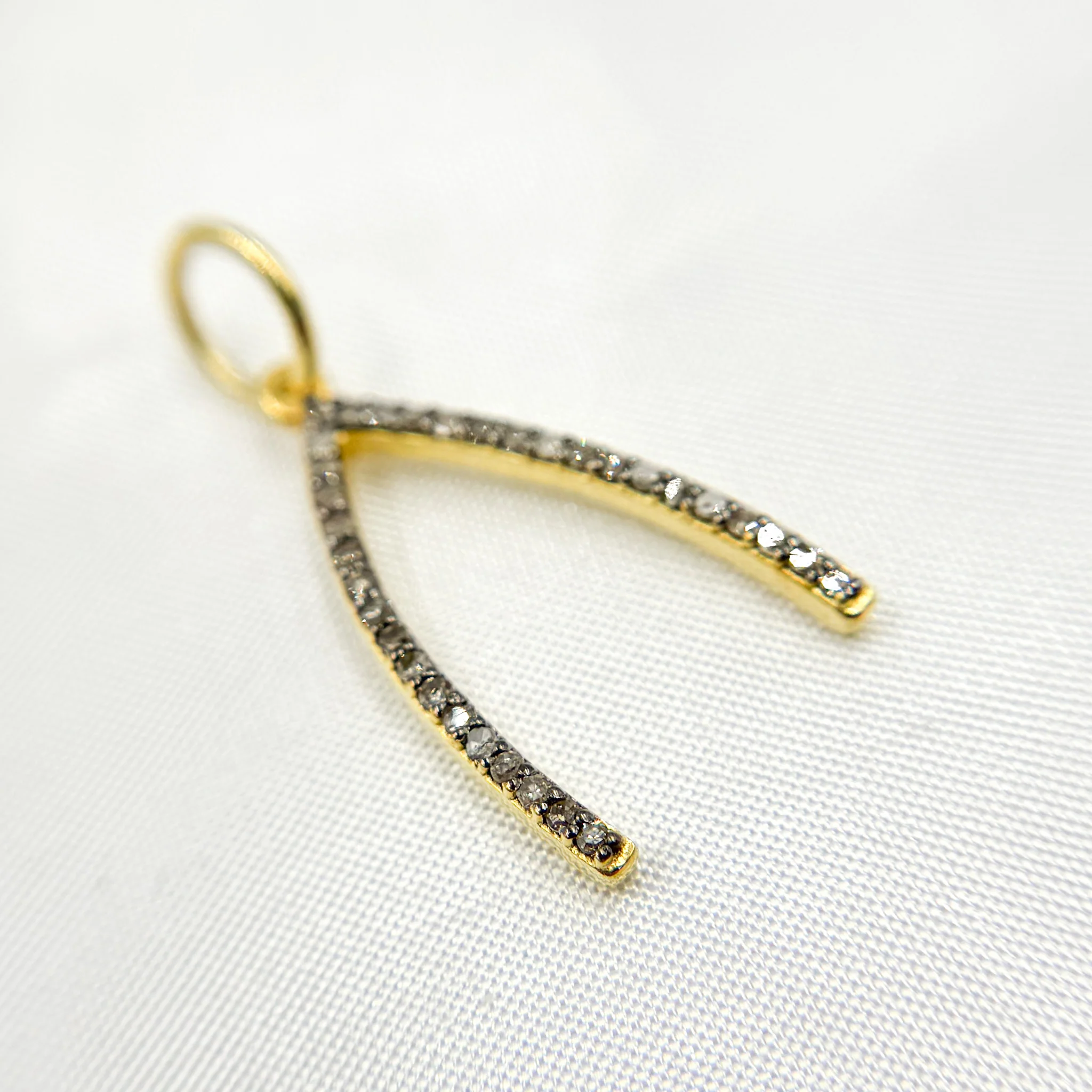 DC977. Diamond Sterling Silver Wishbone Pendant - Image 2