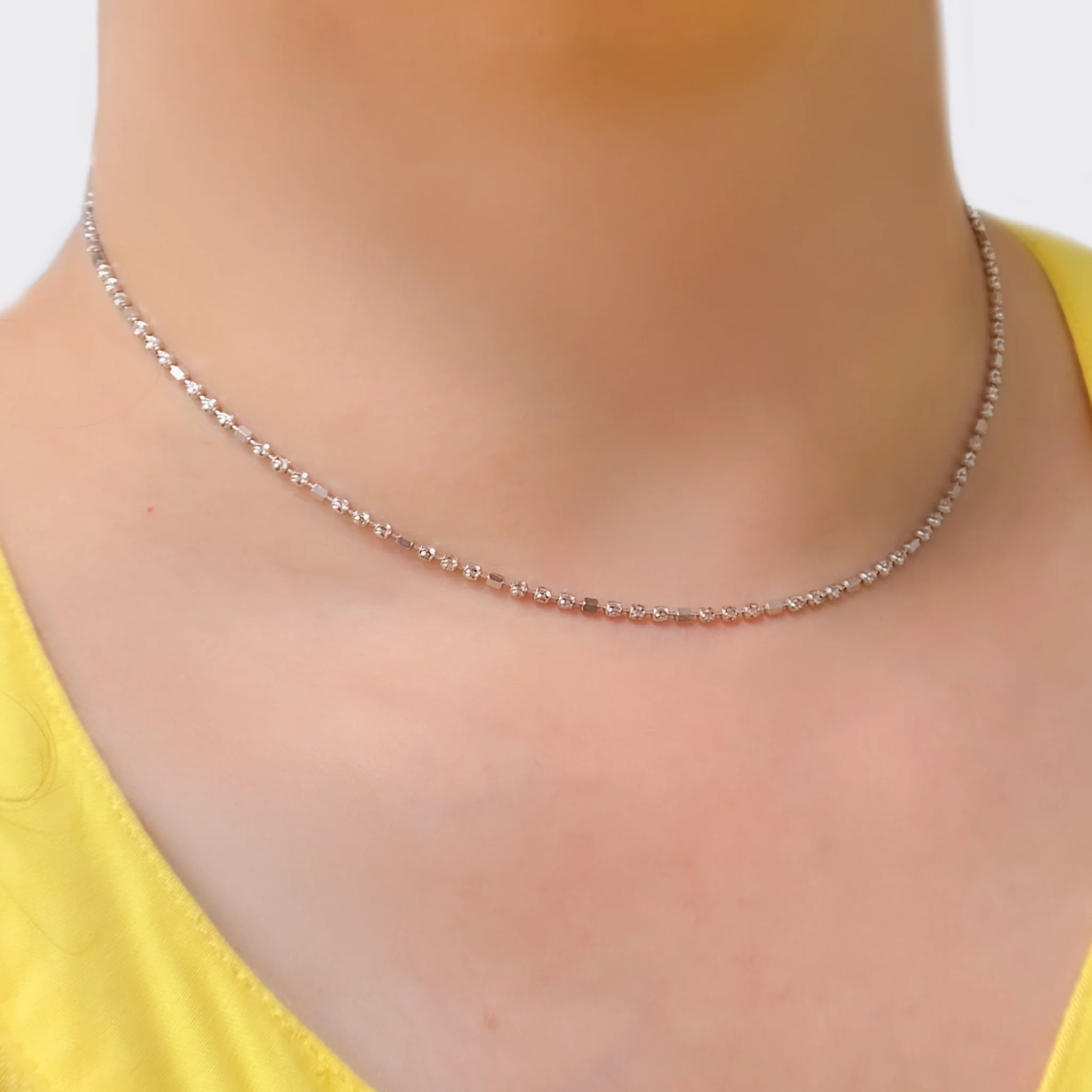 DCB200311RH. Sterling Silver Ball and Cube Necklace - Image 3