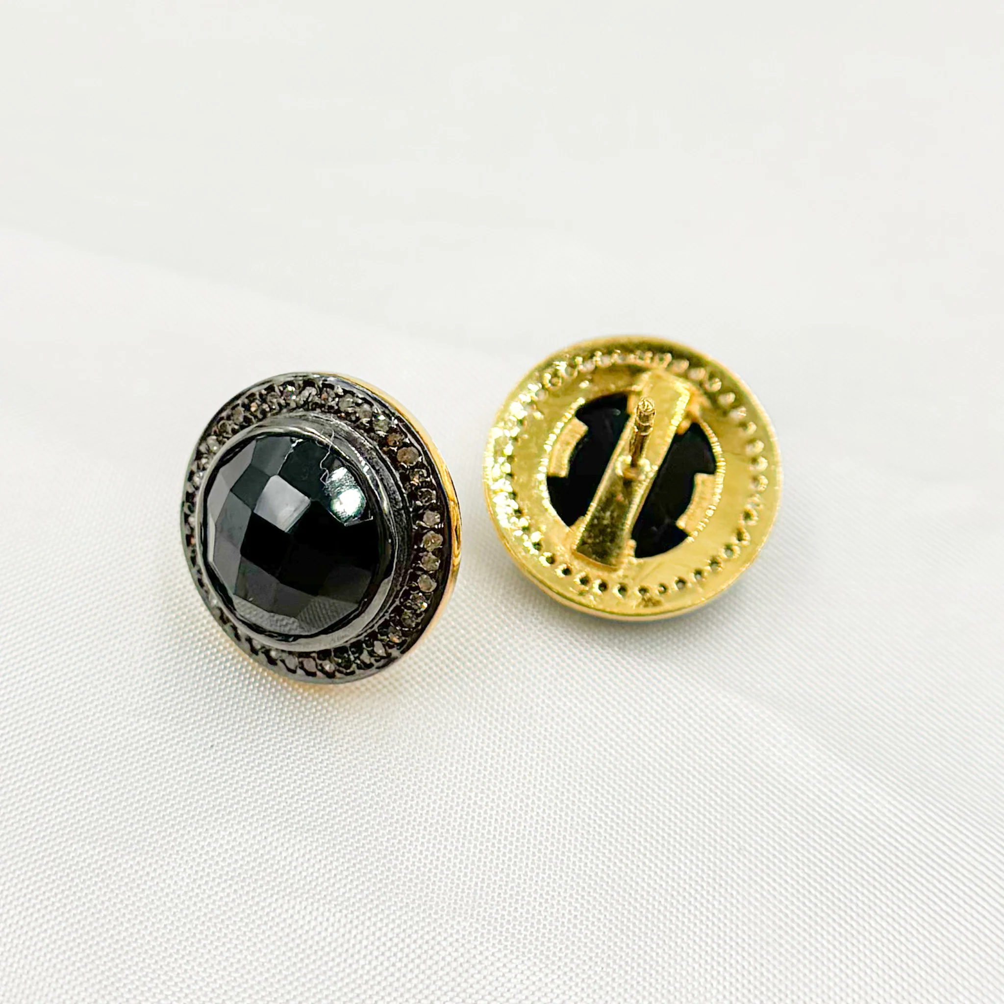 DE029. Diamond Sterling Silver Gemstone Round Studs - Image 3
