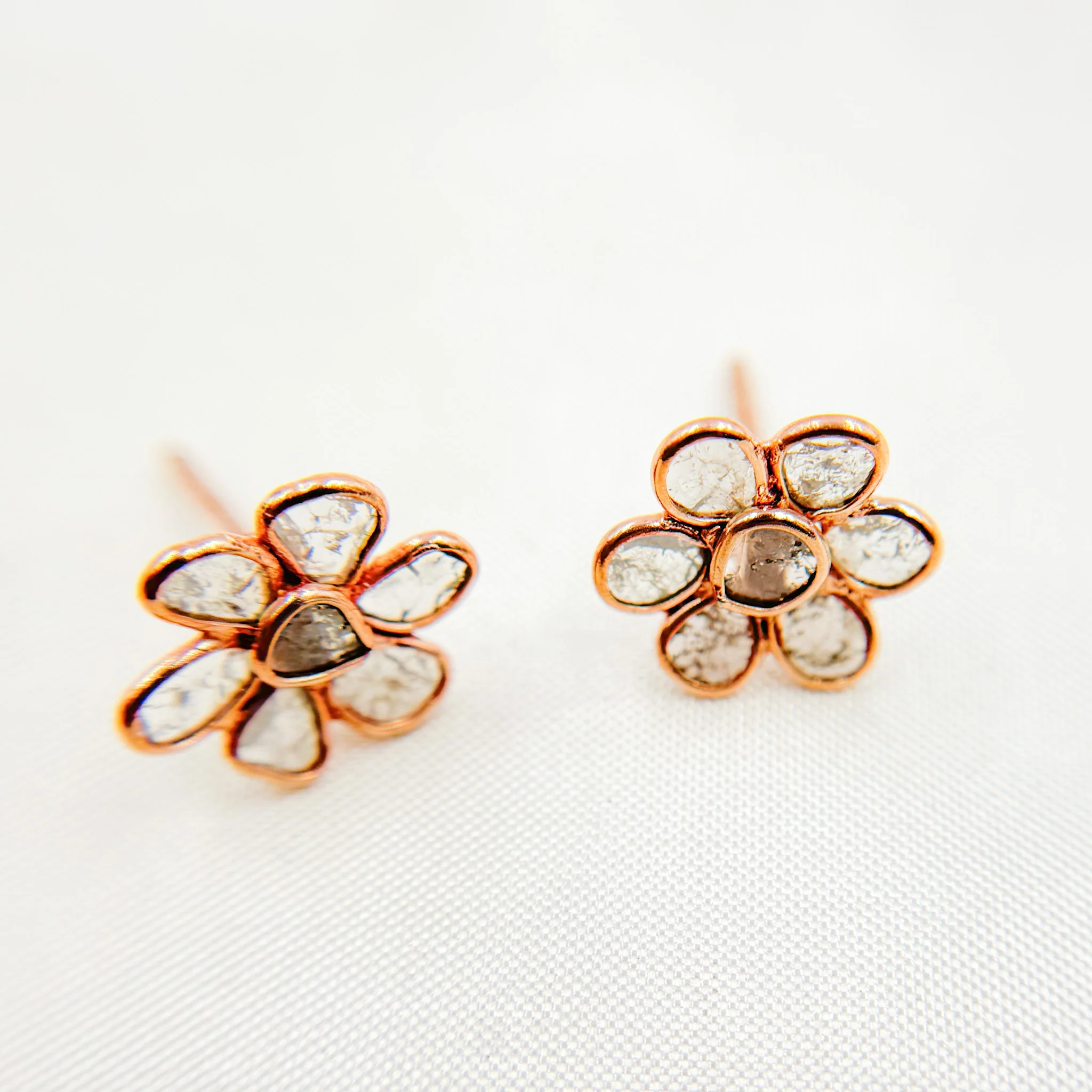 DE030. Diamond Silver Flower Studs - Image 4