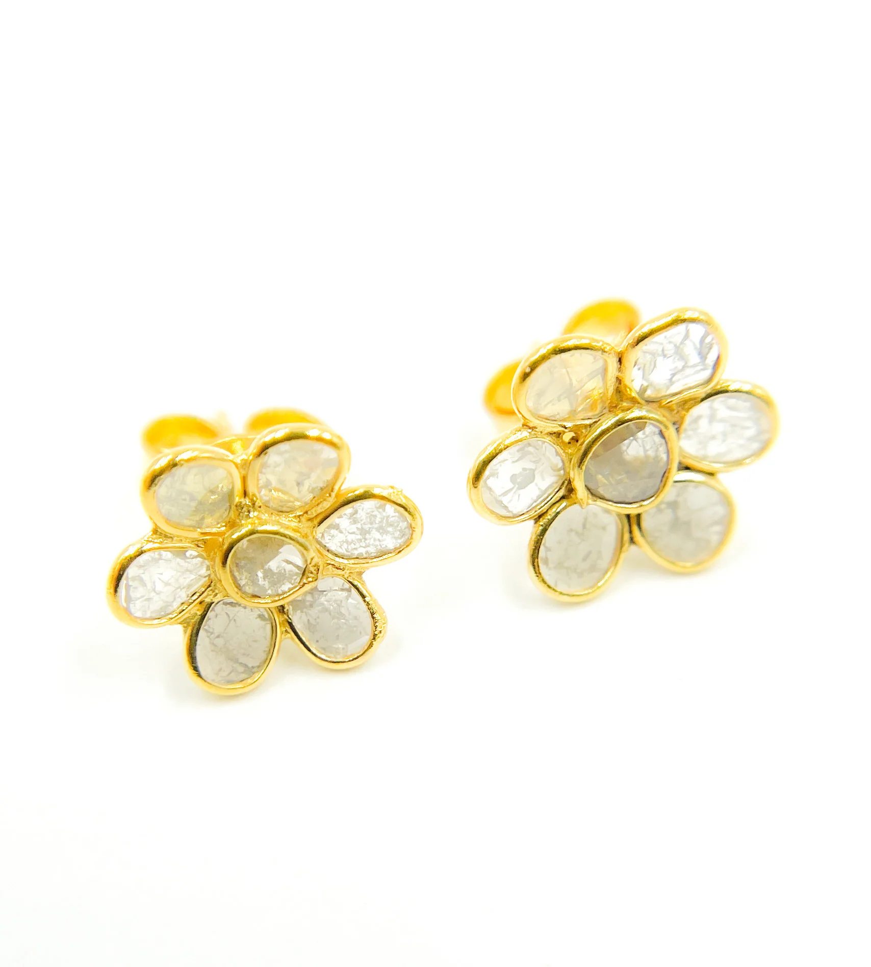 DE030. Diamond Silver Flower Studs - Image 6