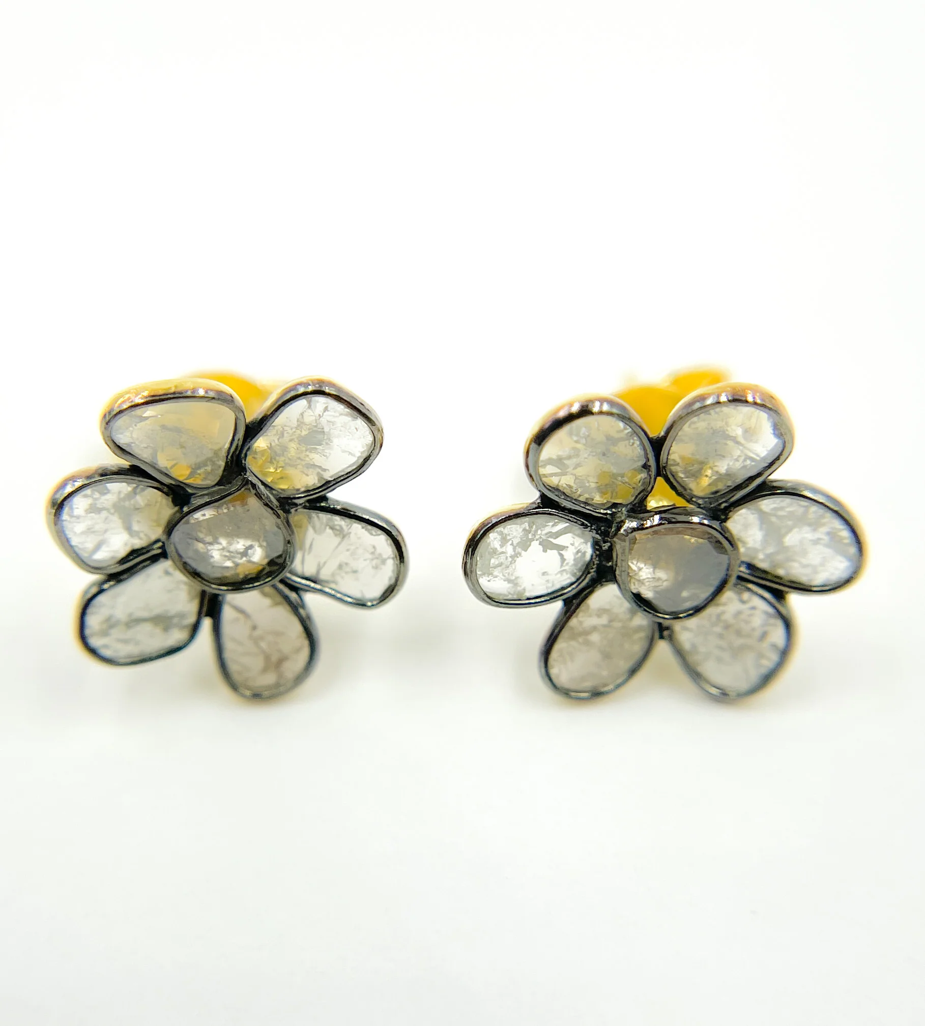 DE030. Diamond Silver Flower Studs - Image 9