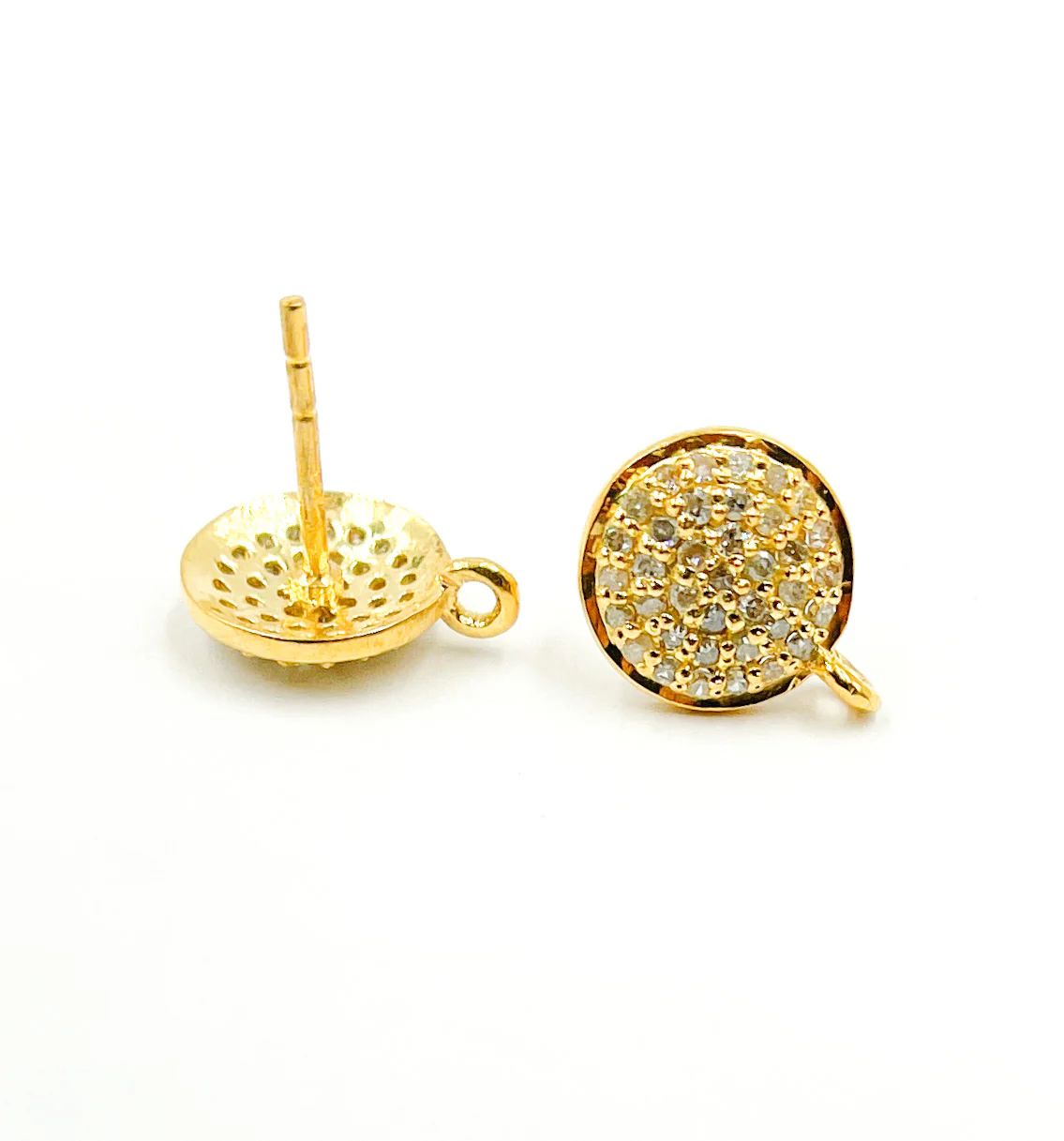 DE034. Diamond Sterling Silver Round Studs with Ring - Image 3