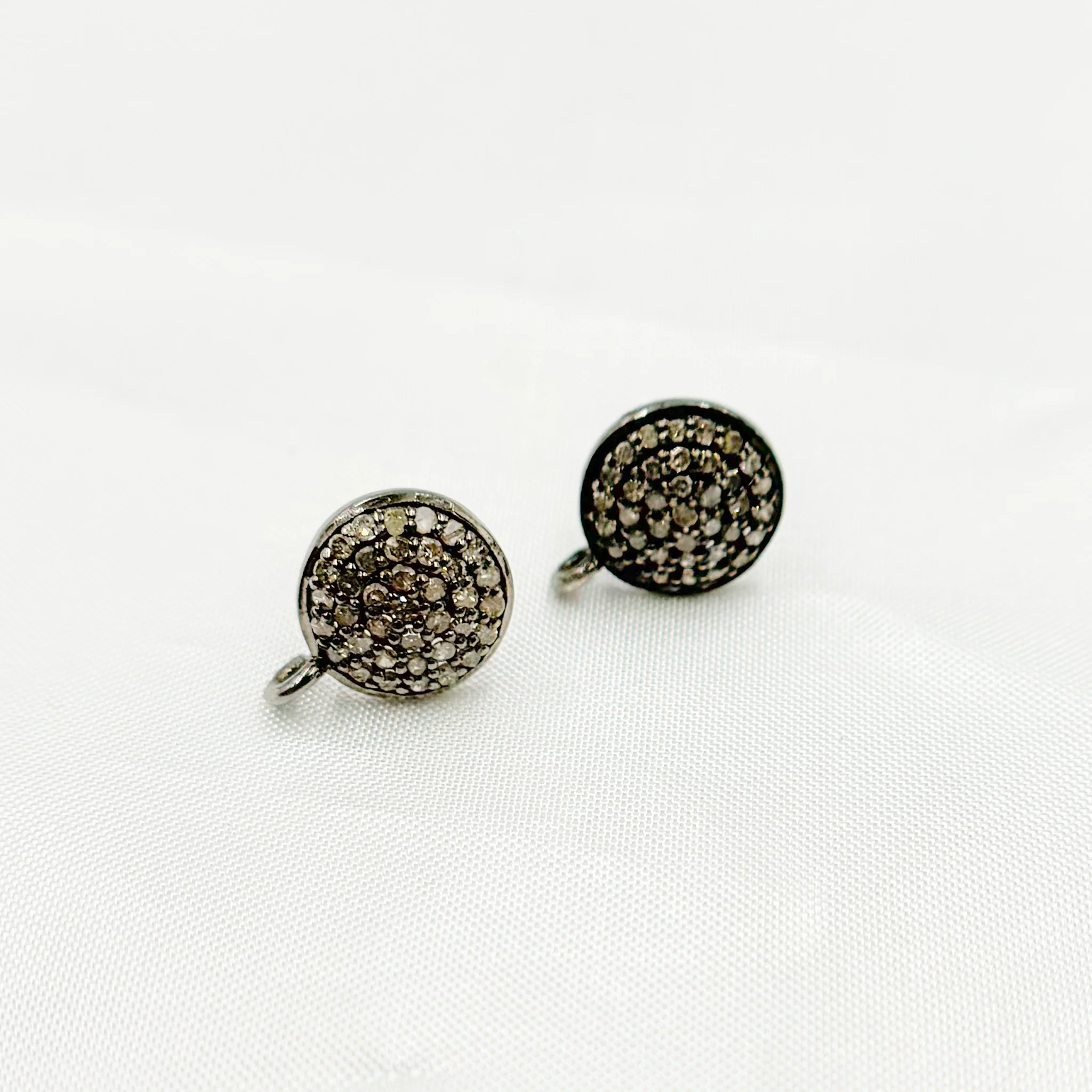 DE034. Diamond Sterling Silver Round Studs with Ring - Image 5