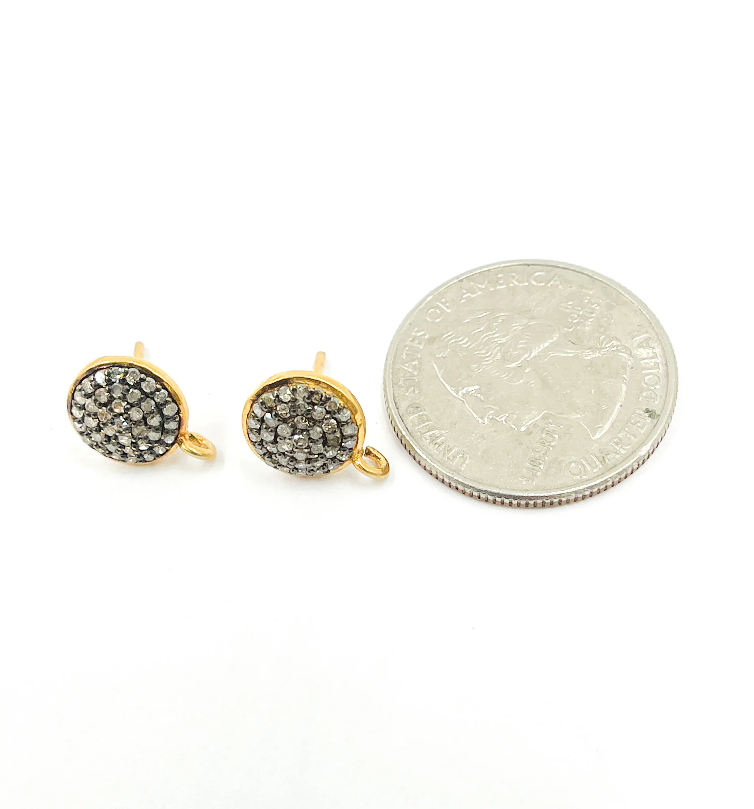 DE034. Diamond Sterling Silver Round Studs with Ring - Image 7