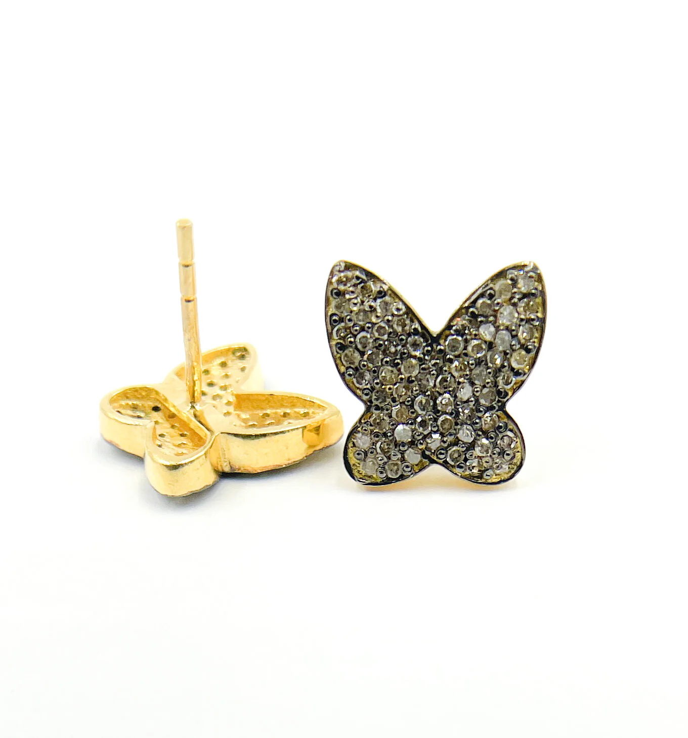 DE048. Diamond Sterling Silver Butterfly Studs - Image 4
