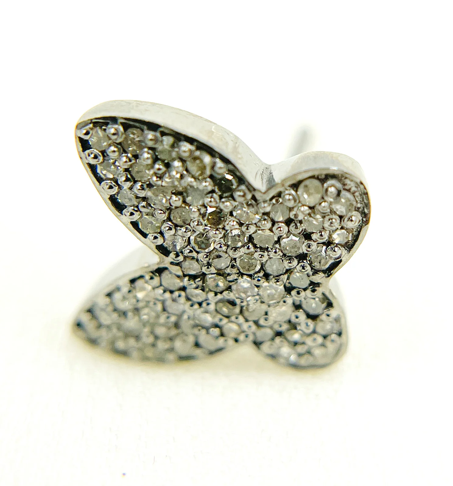 DE048. Diamond Sterling Silver Butterfly Studs - Image 5