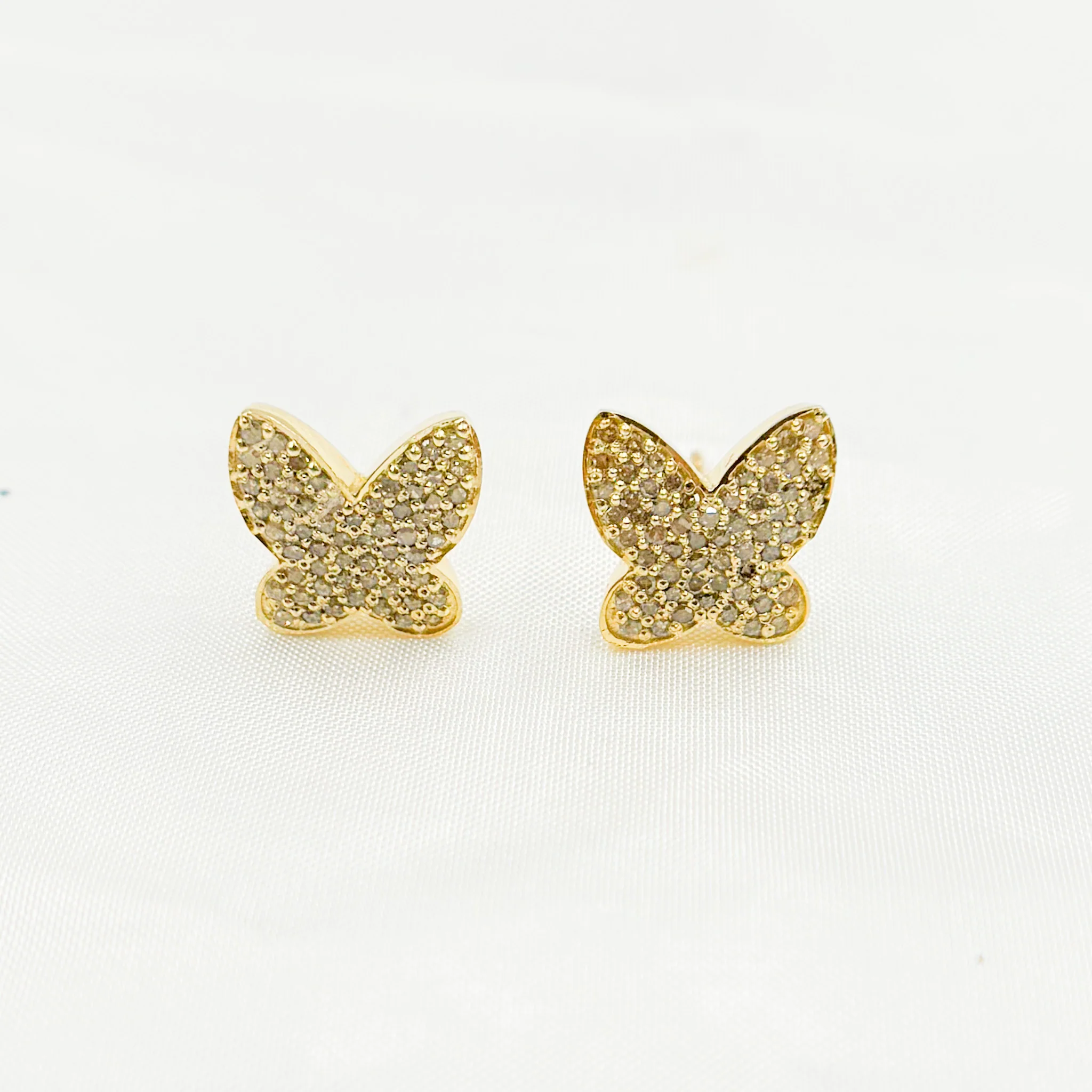 DE048. Diamond Sterling Silver Butterfly Studs - Image 6
