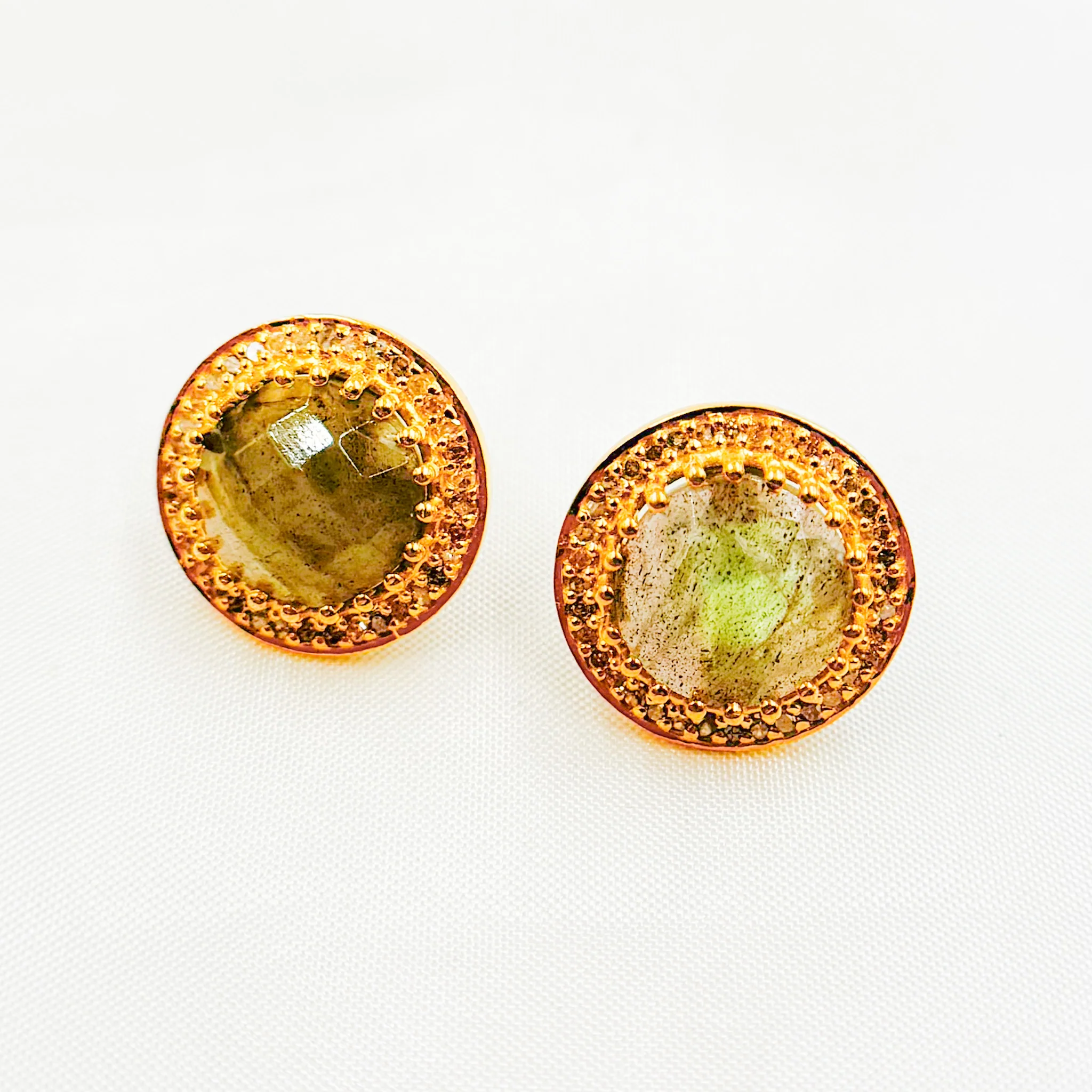 DE043. Diamond Silver Gemstone Round Studs - Image 6